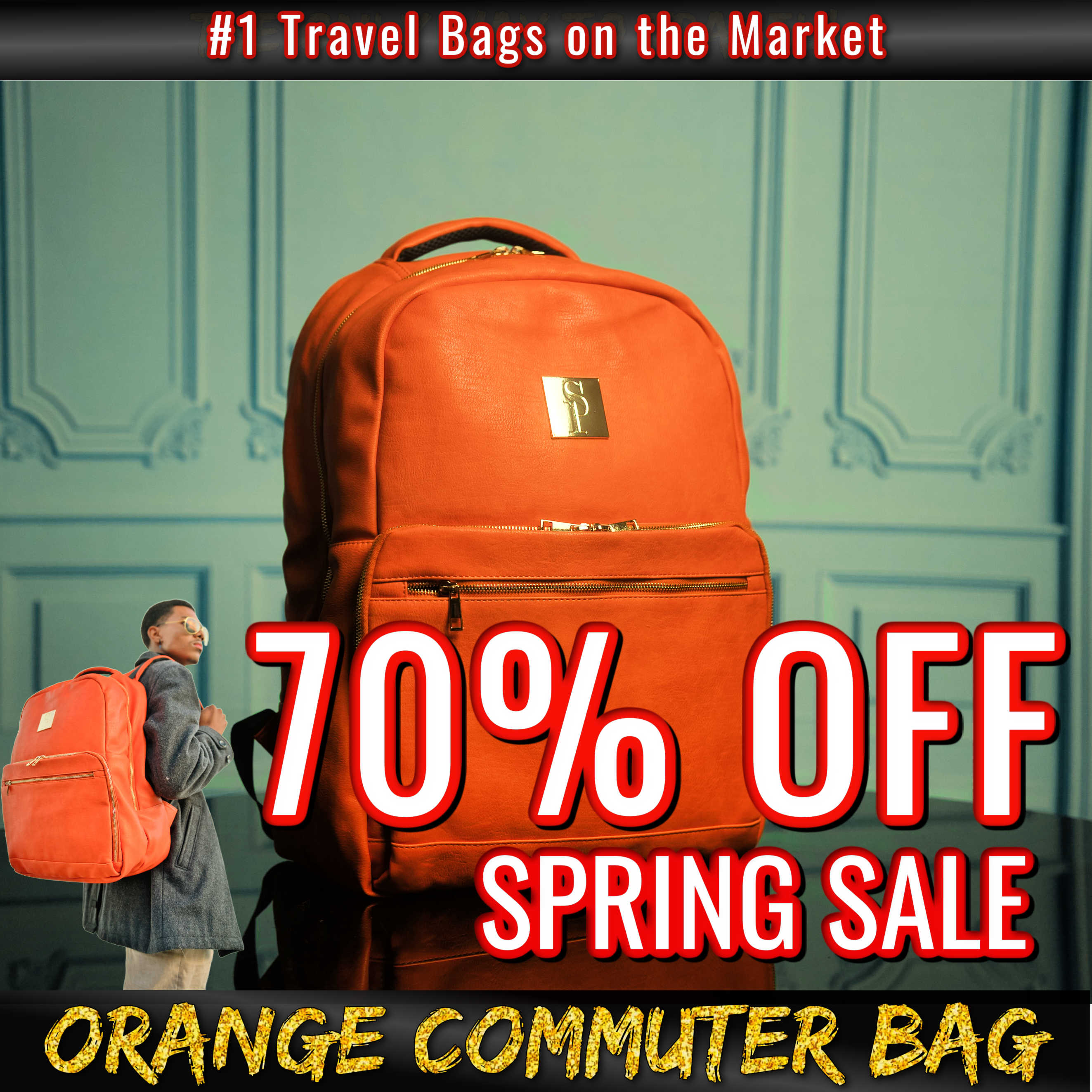 Orange Tumbled Leather Daily Commuter (Spring Sale)