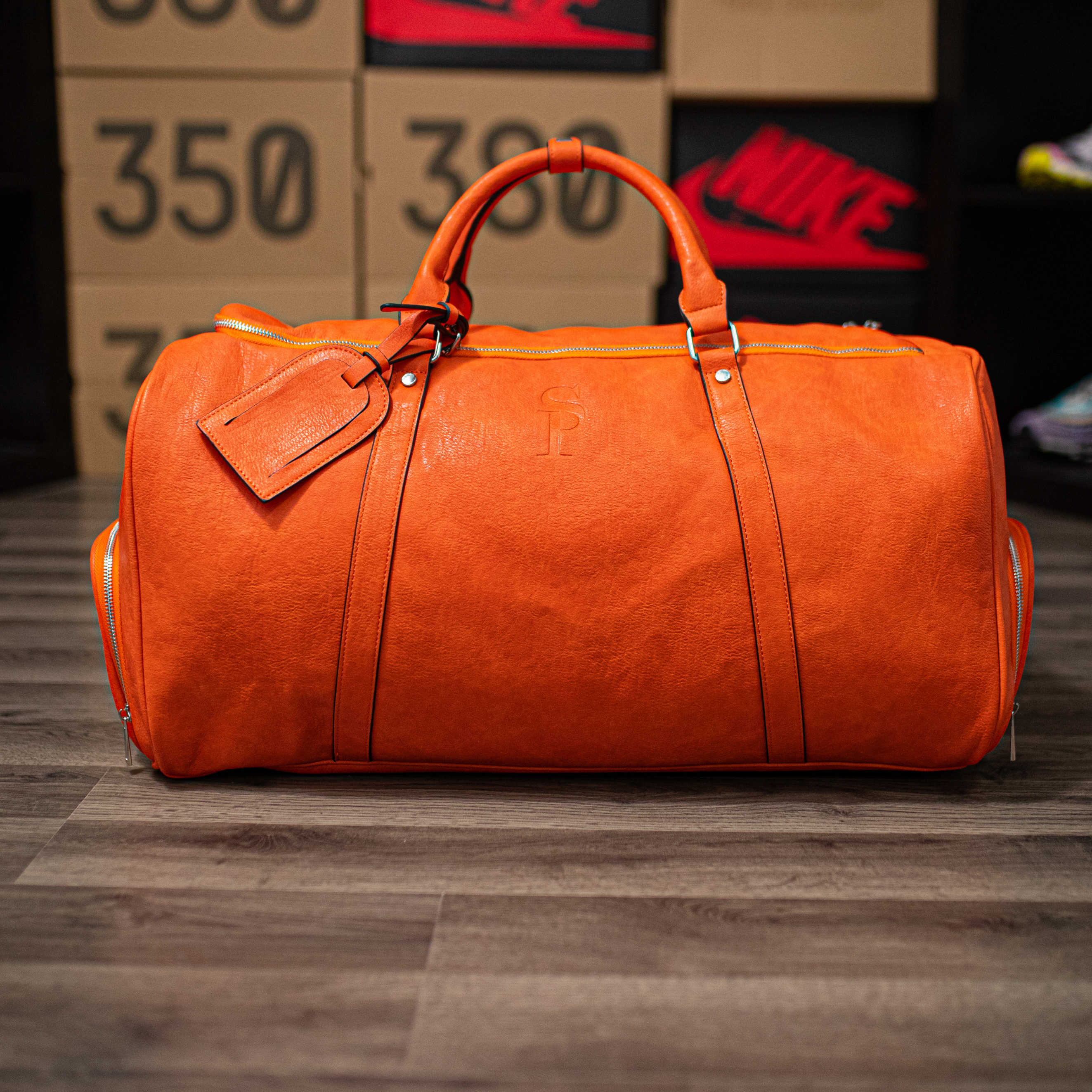 Orange Leather Duffle (Spring Sale)