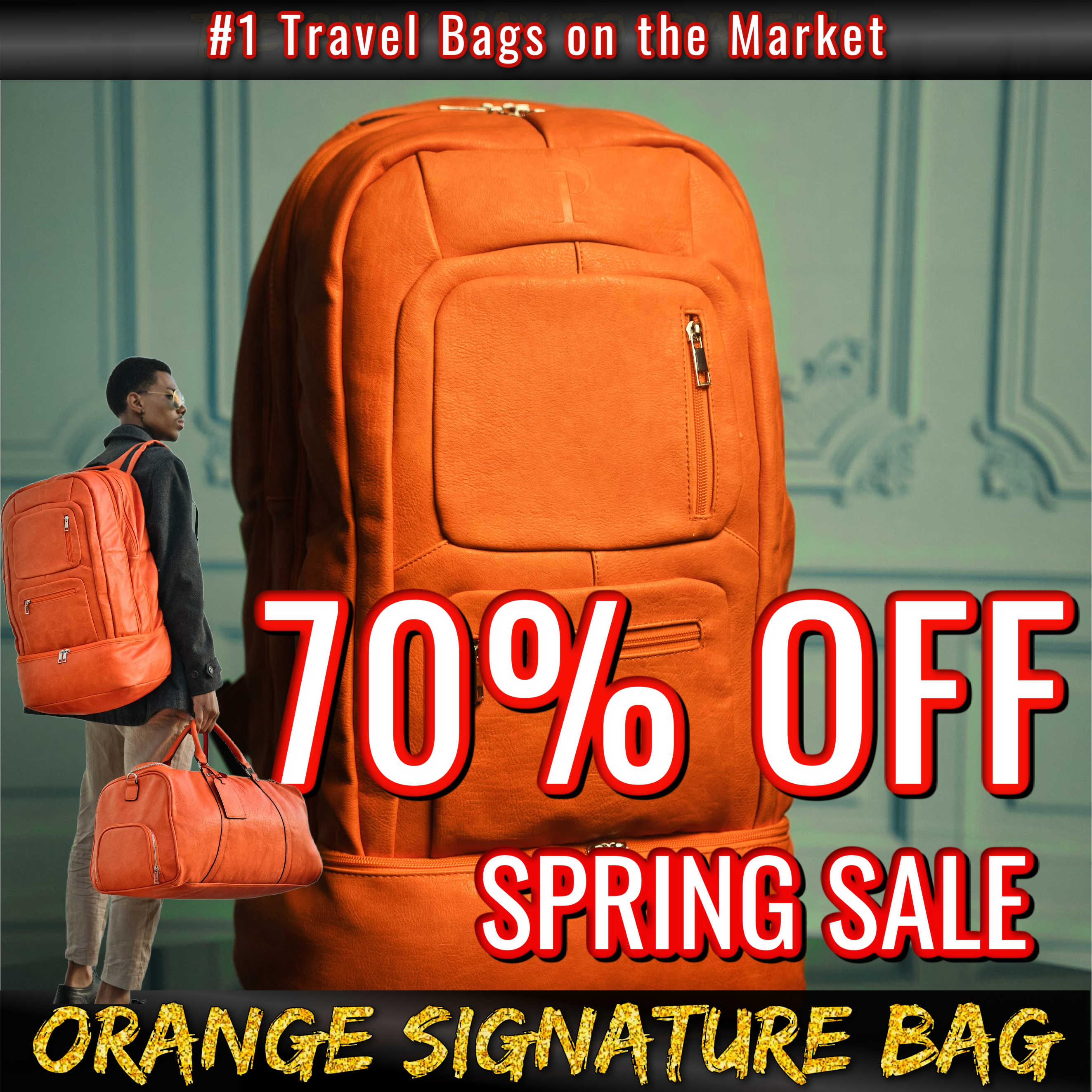 Orange Leather Luxury Carry-On (Spring Sale)