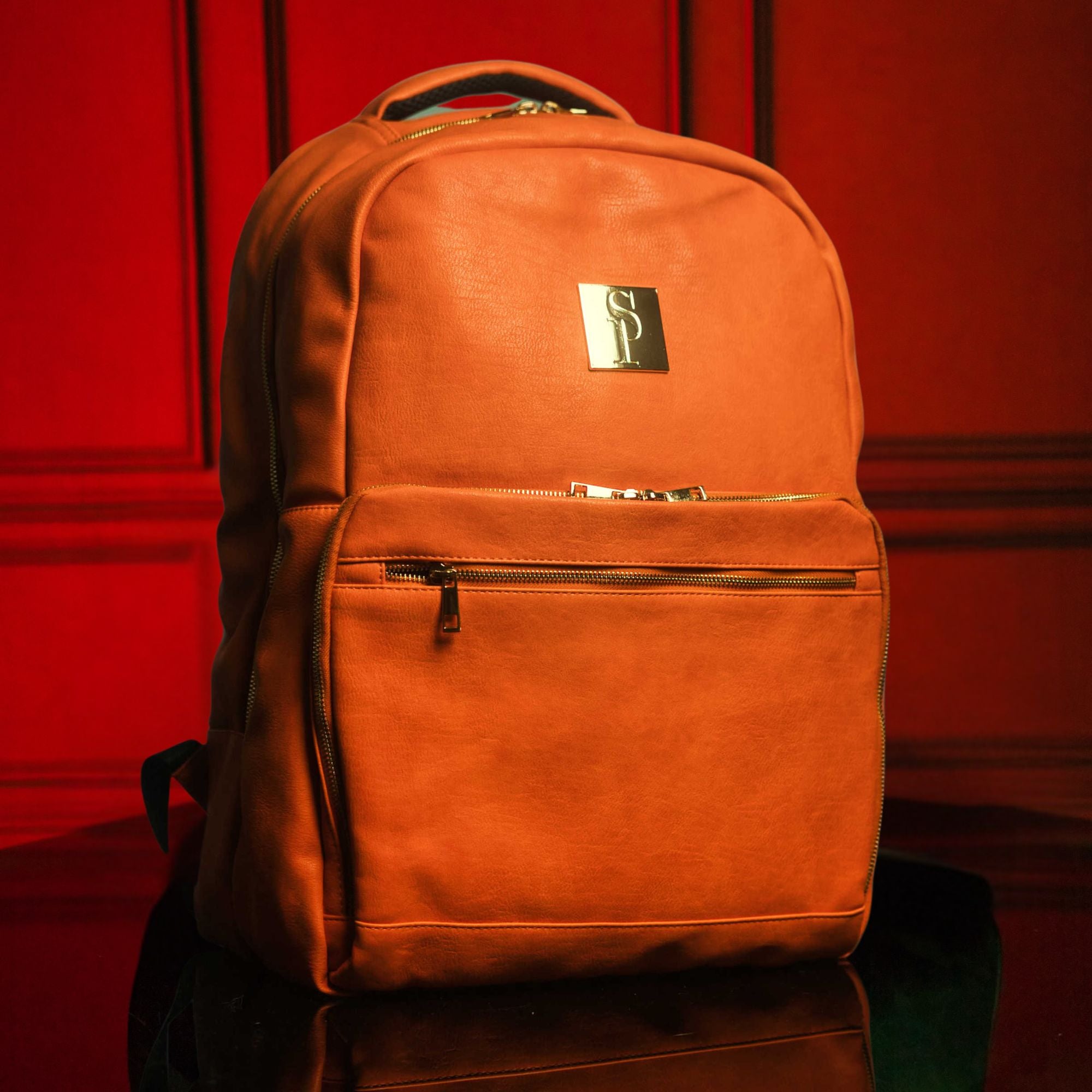 Orange Tumbled Leather Daily Commuter Bag