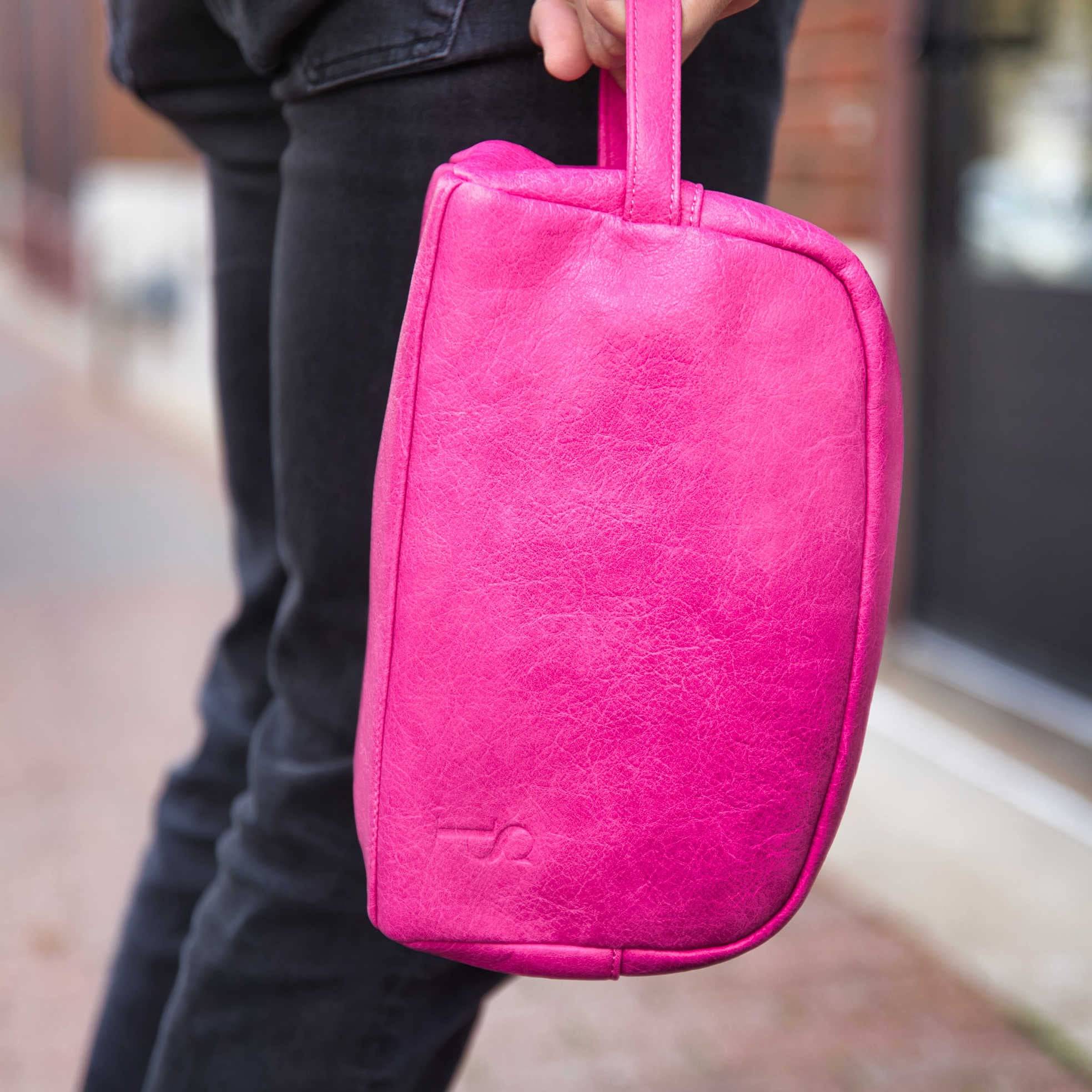 Pink Leather Toiletry Bag - Sole Premise