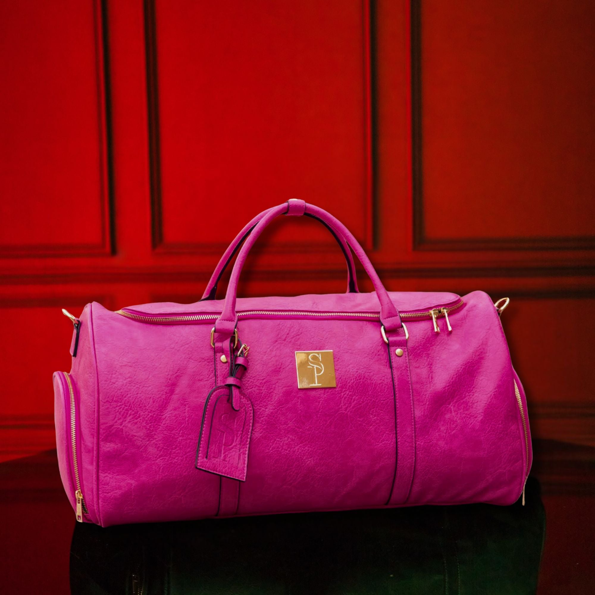 Pink Luciano Leather Duffle Bag