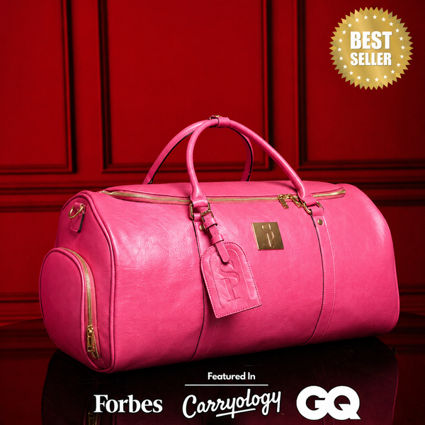Sneaker Carry On Duffle Bag - TSA Approved - Pink - Waterproof - Leather