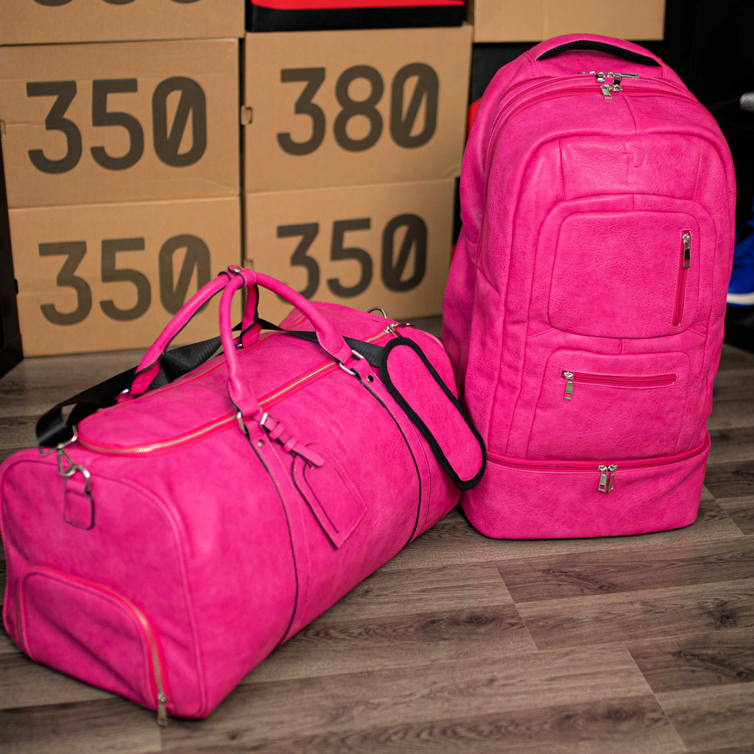 Pink Leather Luxury Carry-On Backpack (Patented Signature Design)