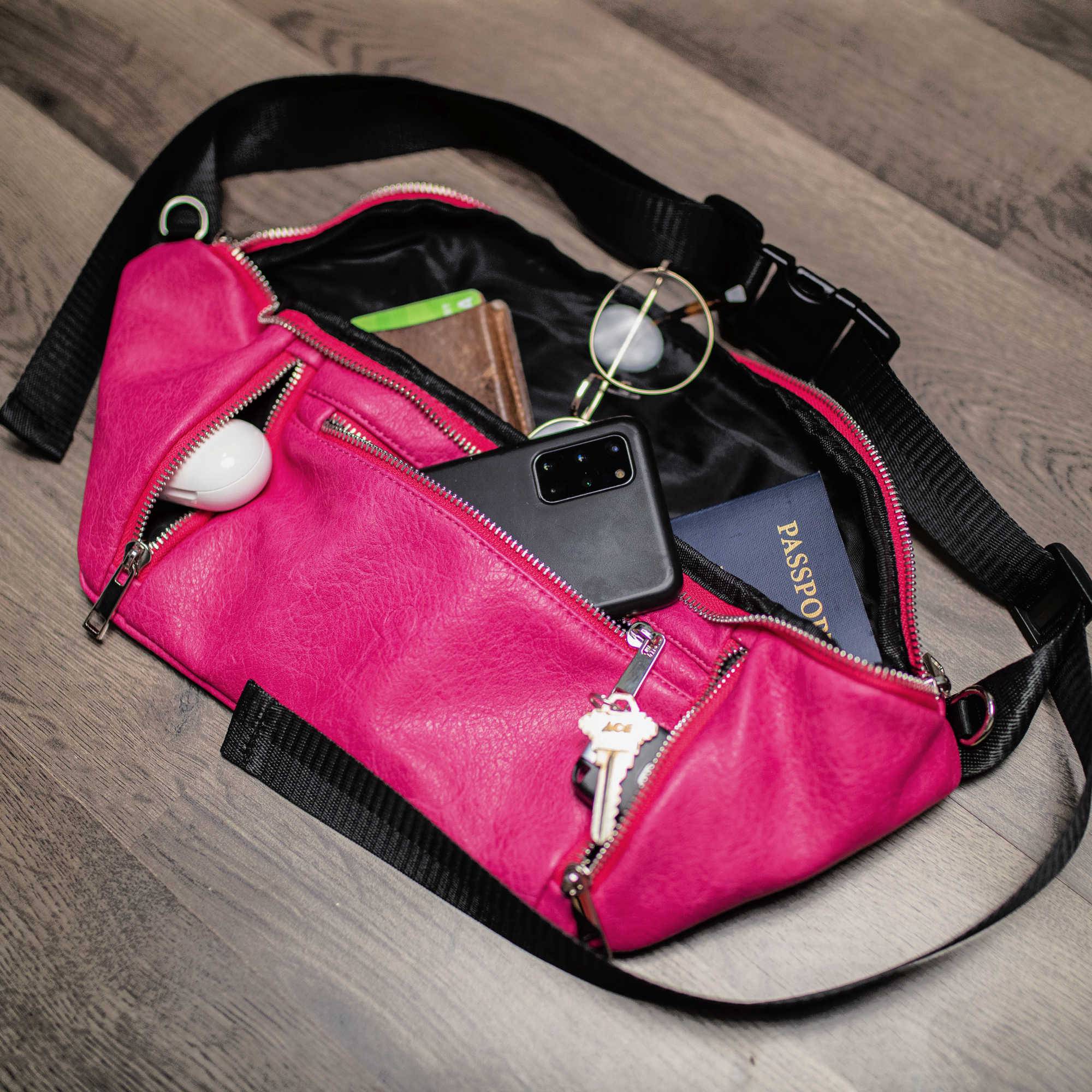 Pink Leather Cross Body-Waist Bag - Sole Premise