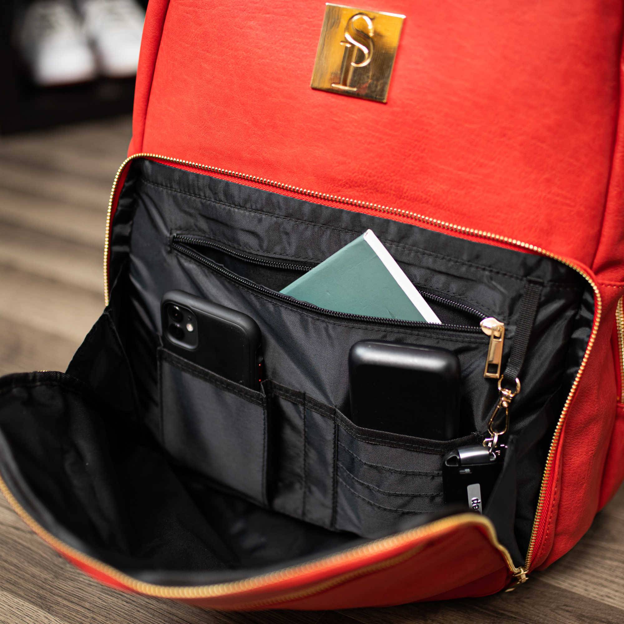 Red Tumbled Leather Daily Commuter Bag - Sole Premise
