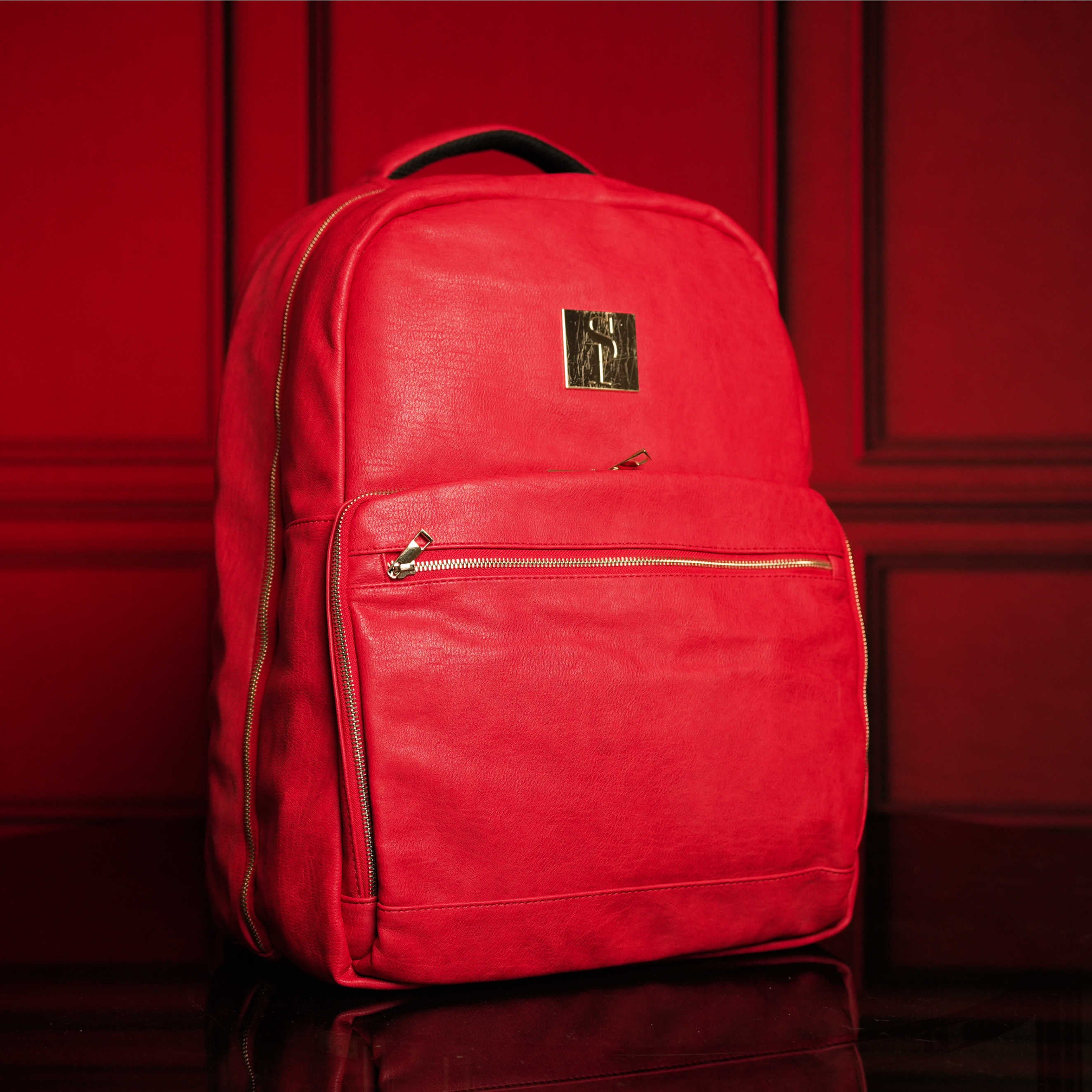 Red Tumbled Leather Daily Commuter Bag
