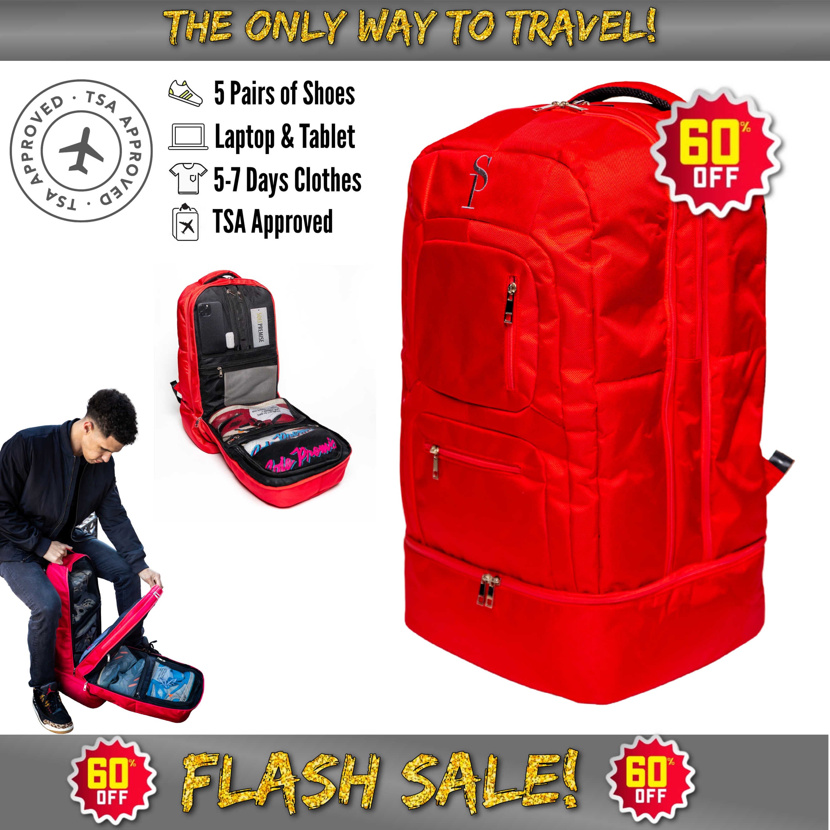Red Polyester Carryon Design (Warehouse Clearance) *Final Sale