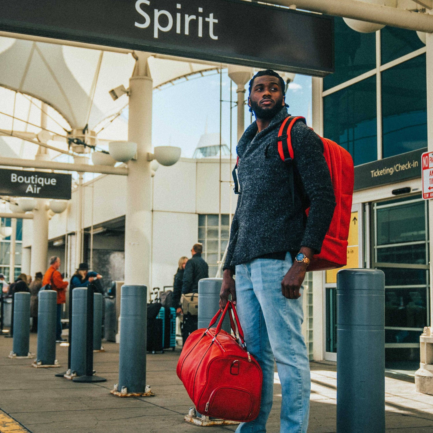 Red Tumbled Leather Signature Bag Set (Signature and Duffle Bag) - Sole Premise