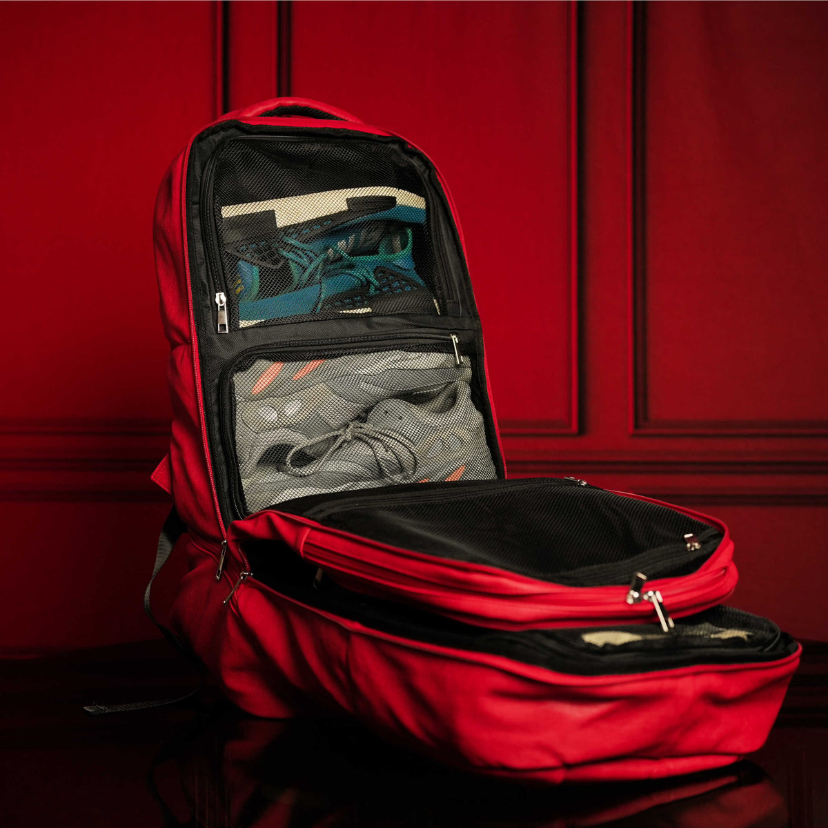 Red Leather Luxury Carry-On Backpack (Patented Signature Design) - Sole Premise