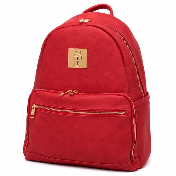 Luxury Leather Backpack - Red - Premium Leather