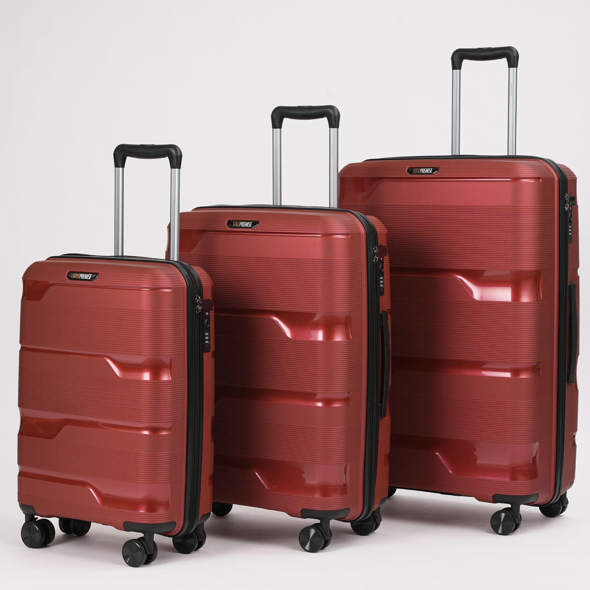 Red Hardcase Roller Luggage Set (28', 24' and 20') | Sole Premise