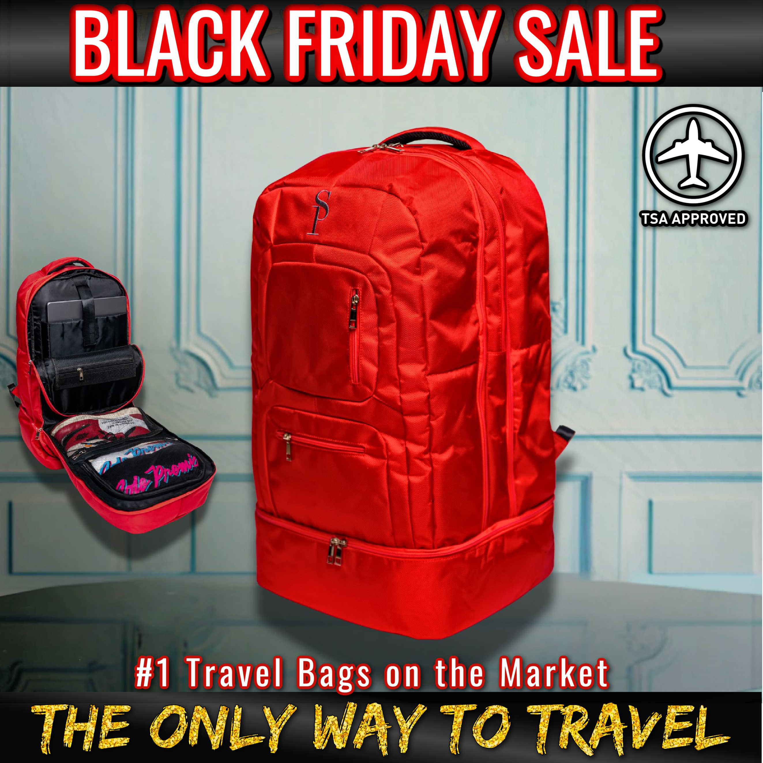 Red Polyester Carryon XL Design (BLACK FRIDAY SALE)