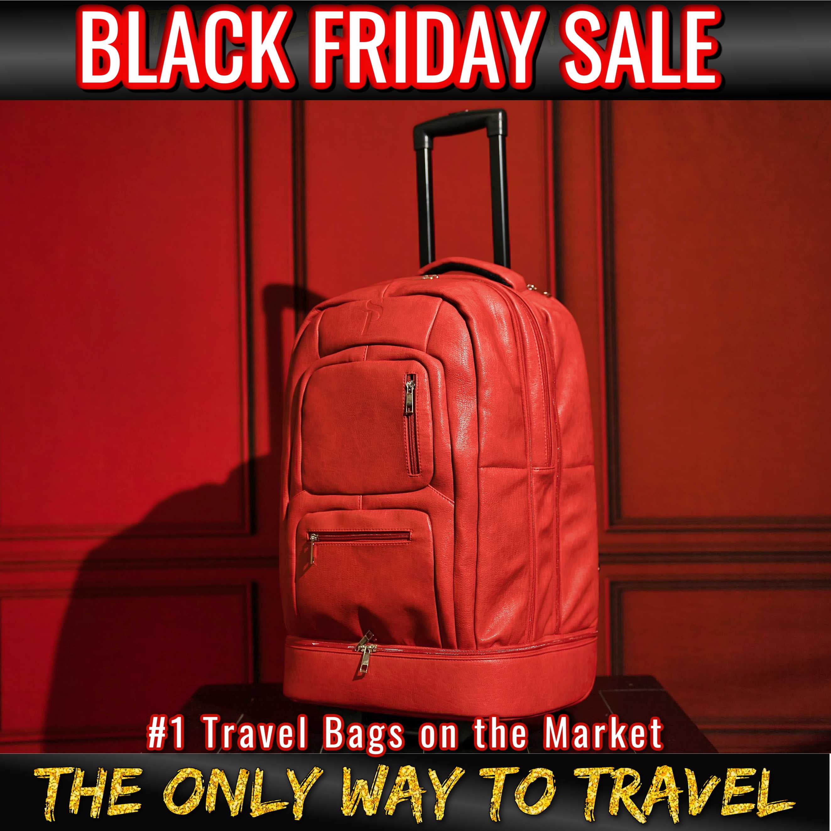 Red Leather Carry-on Roller (BLACK FRIDAY SALE)