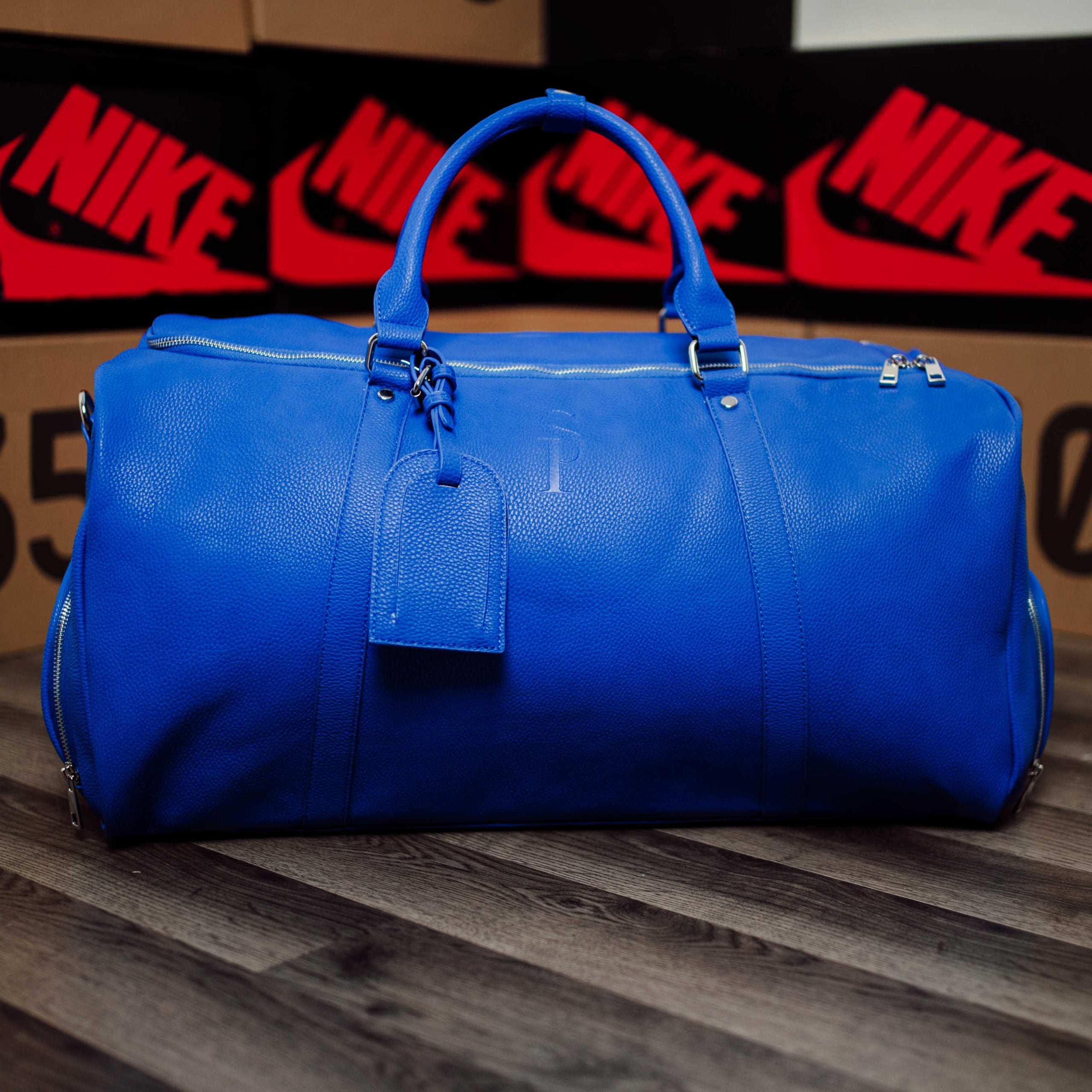 Royal Blue Leather Duffle Bag Unbreakable Collab 150 Made