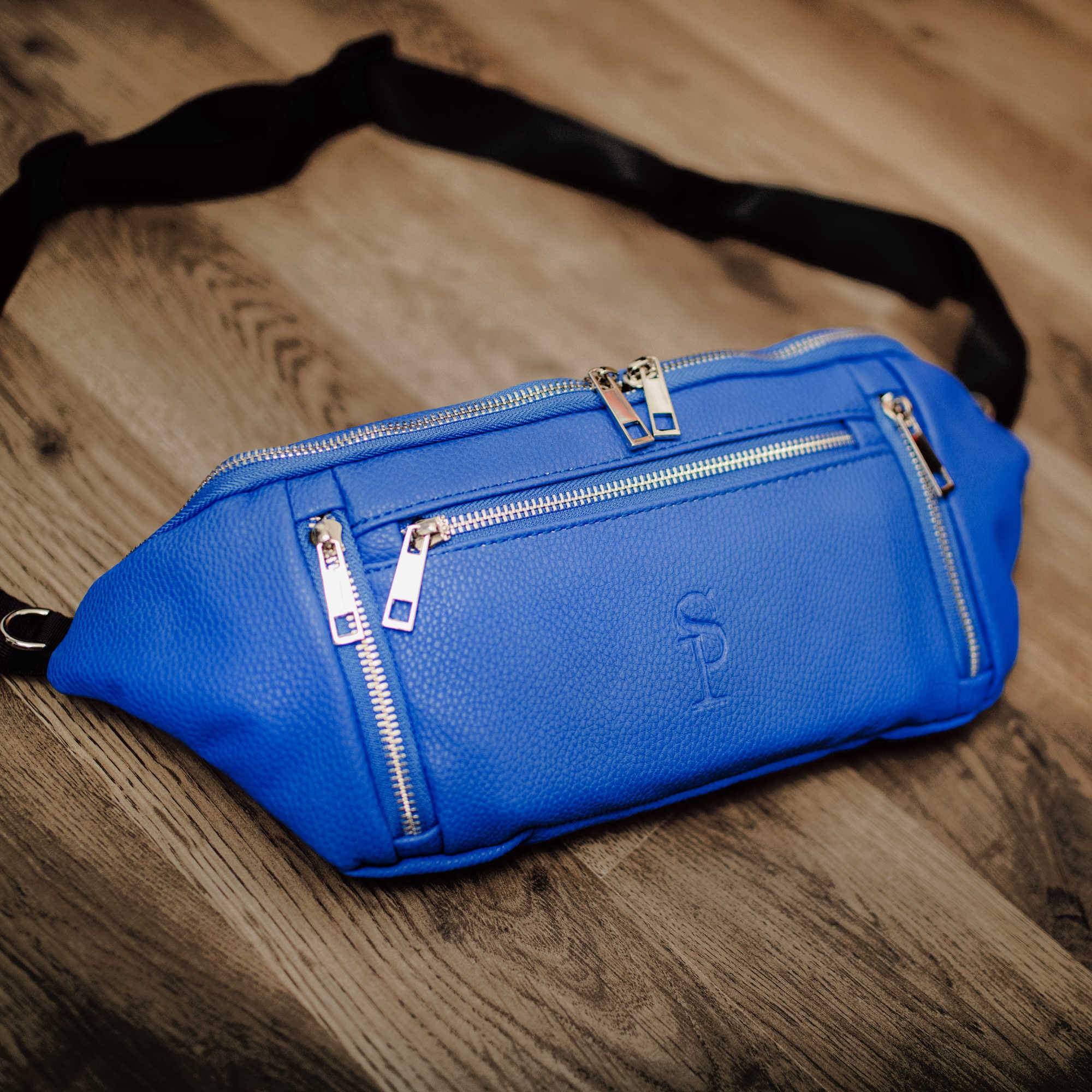 Blue leather hot sale fanny pack