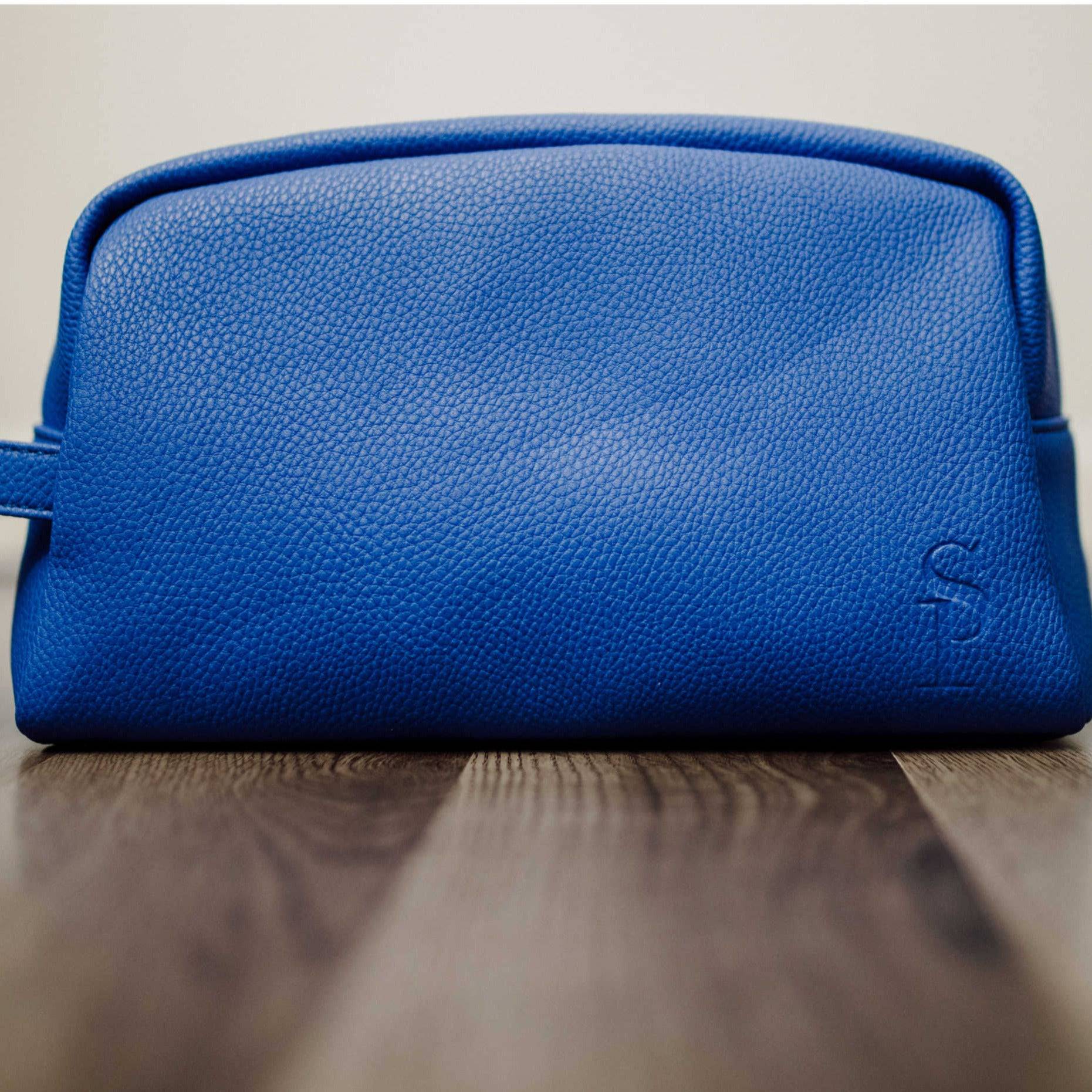 Royal Blue Leather Toiletry Bag - Sole Premise