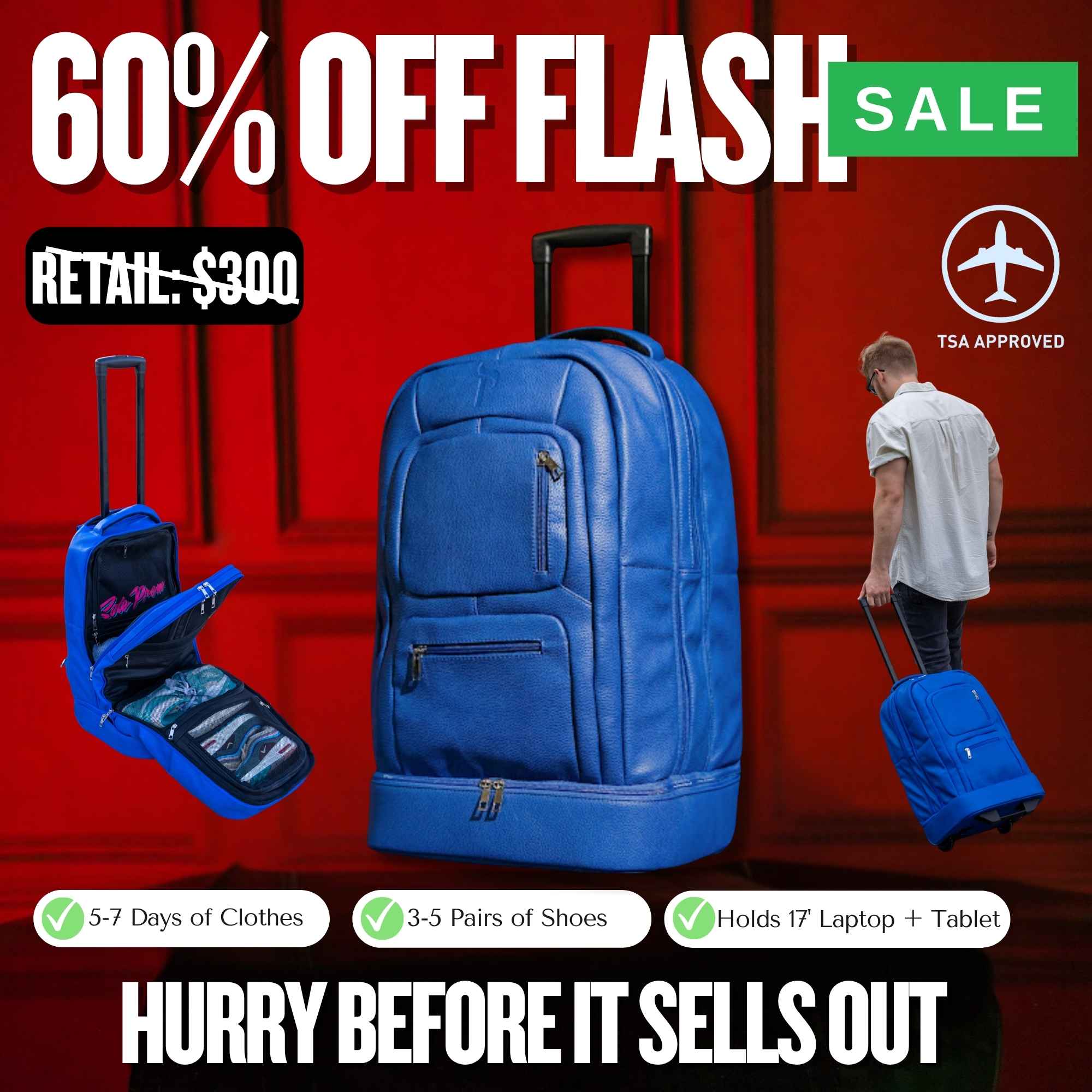 Royal Blue Roller Bag (FLASH SALE)