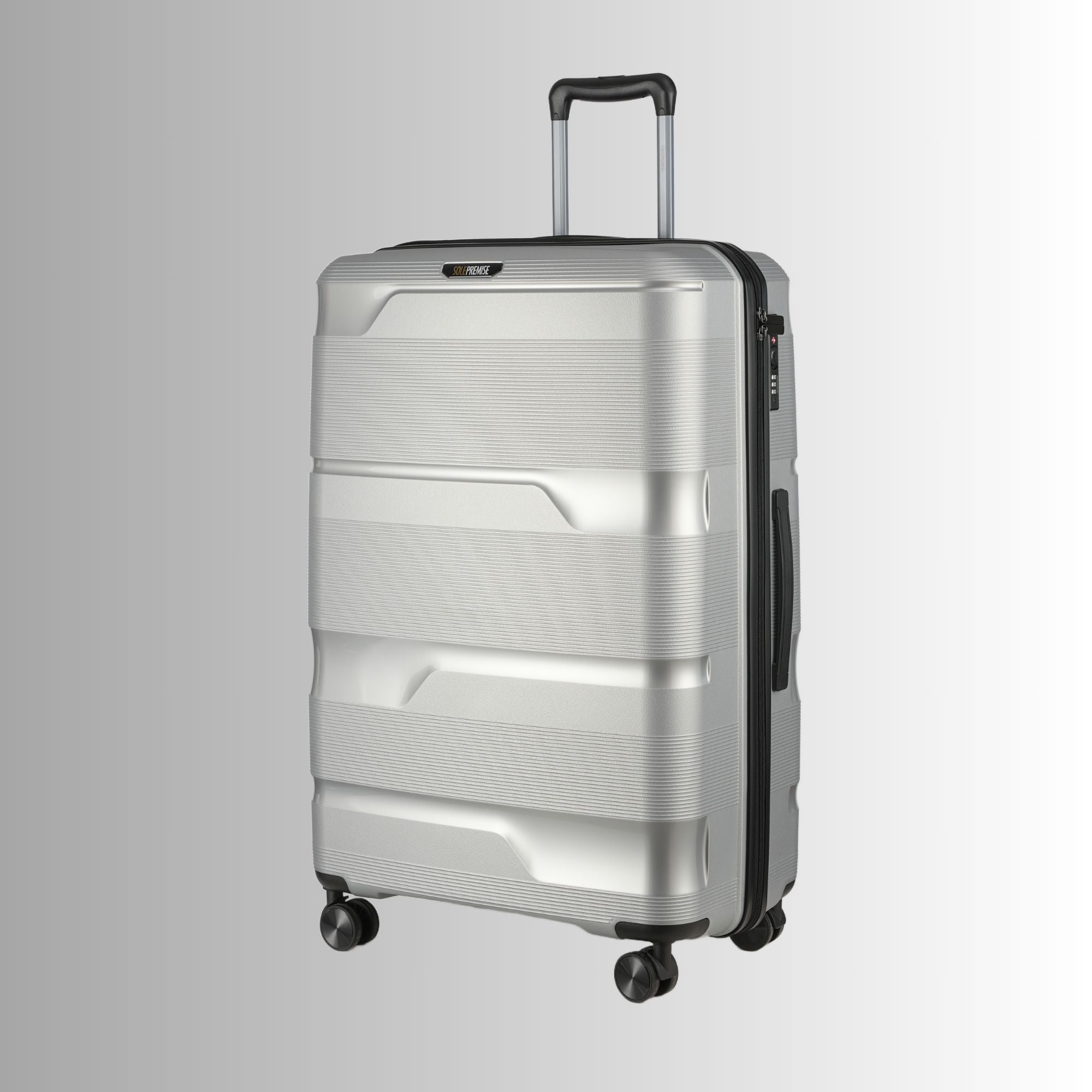 Silver Hardcase Roller Luggage 28' with 360° Wheels & TSA Lock