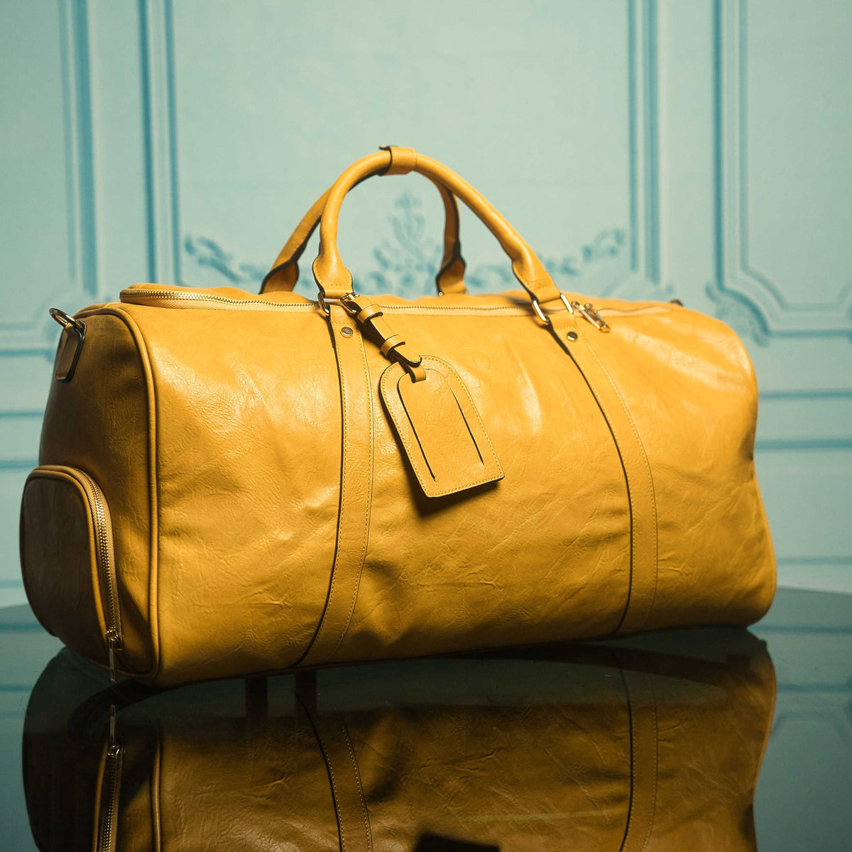 Yellow Luciano Leather Duffle Bag