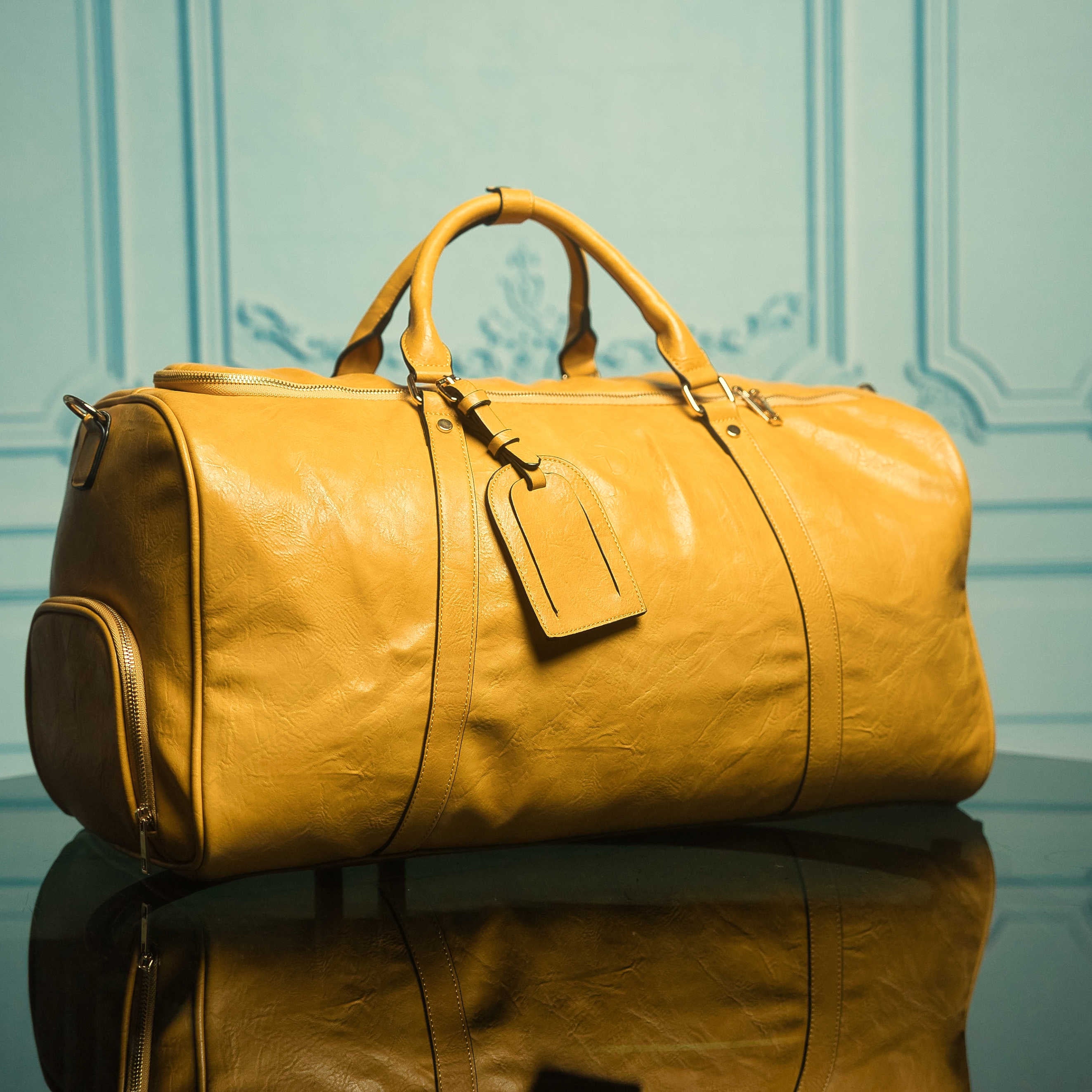 Yellow Tumbled Leather Signature Bag Set (Signature and Duffle Bag) - Sole Premise