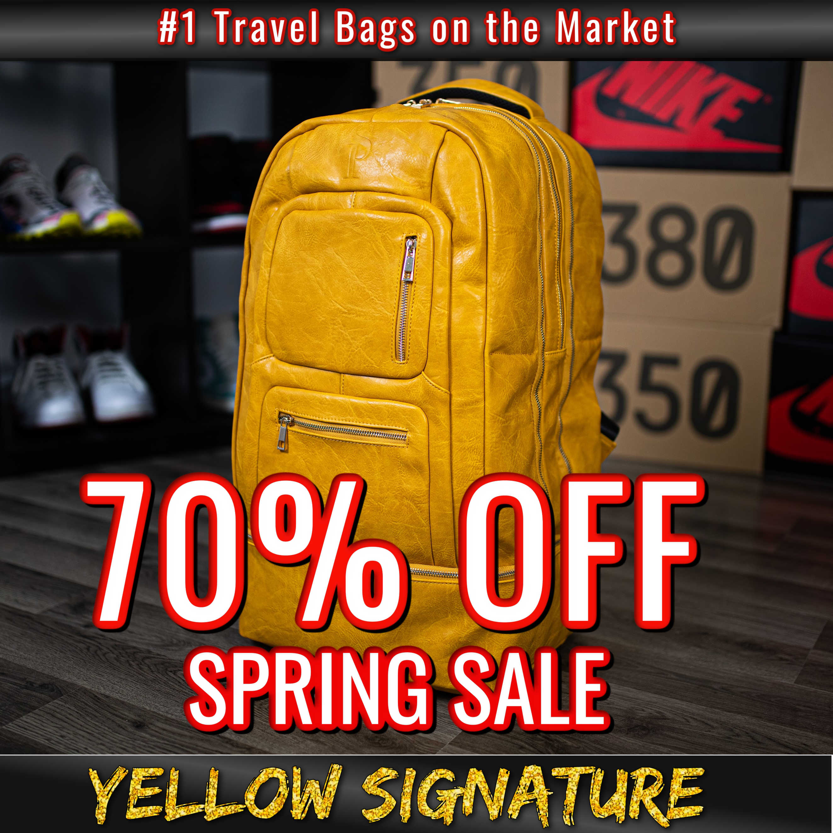 Yellow Leather Carryon (Spring Sale)