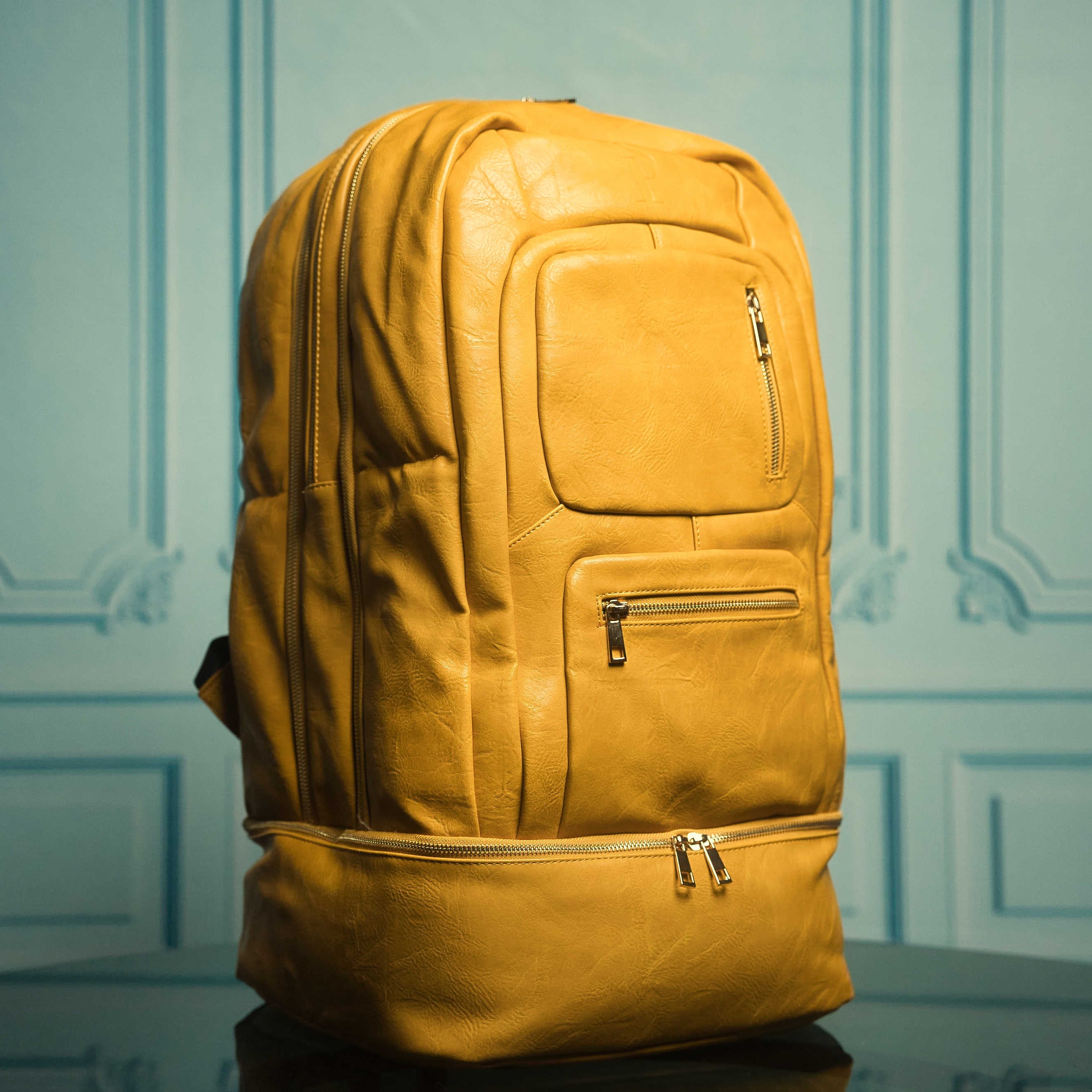 Yellow Tumbled Leather Signature Bag Set (Signature and Duffle Bag) - Sole Premise