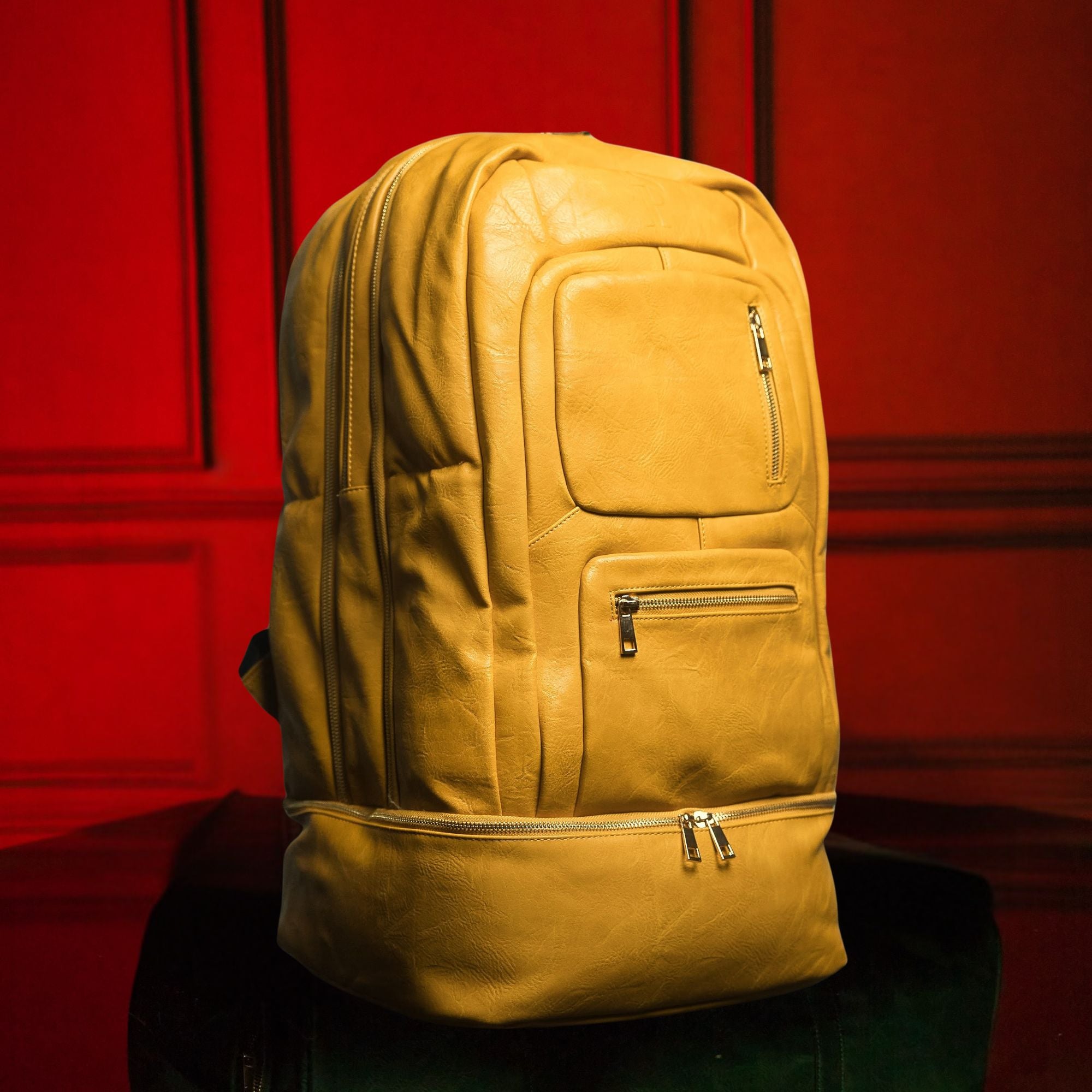 Yellow Leather Carry-On Backpack (Patented Signature Design)