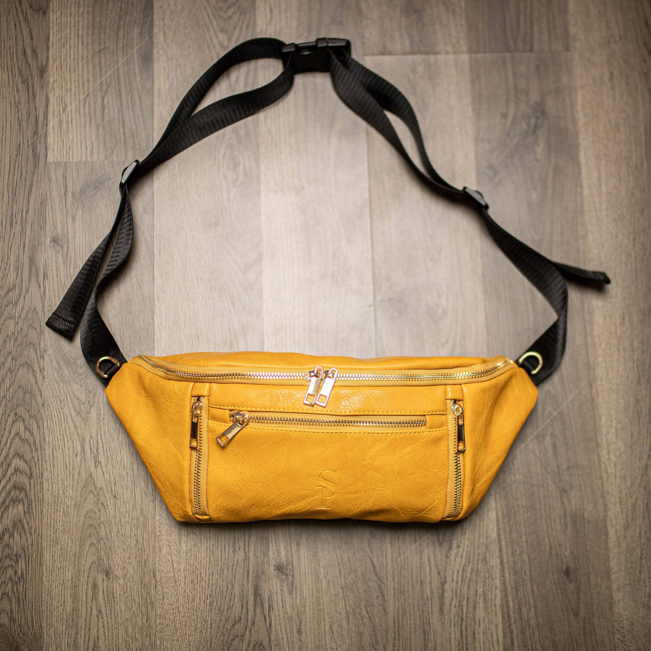Yellow Leather Crossbody Sling Bag 