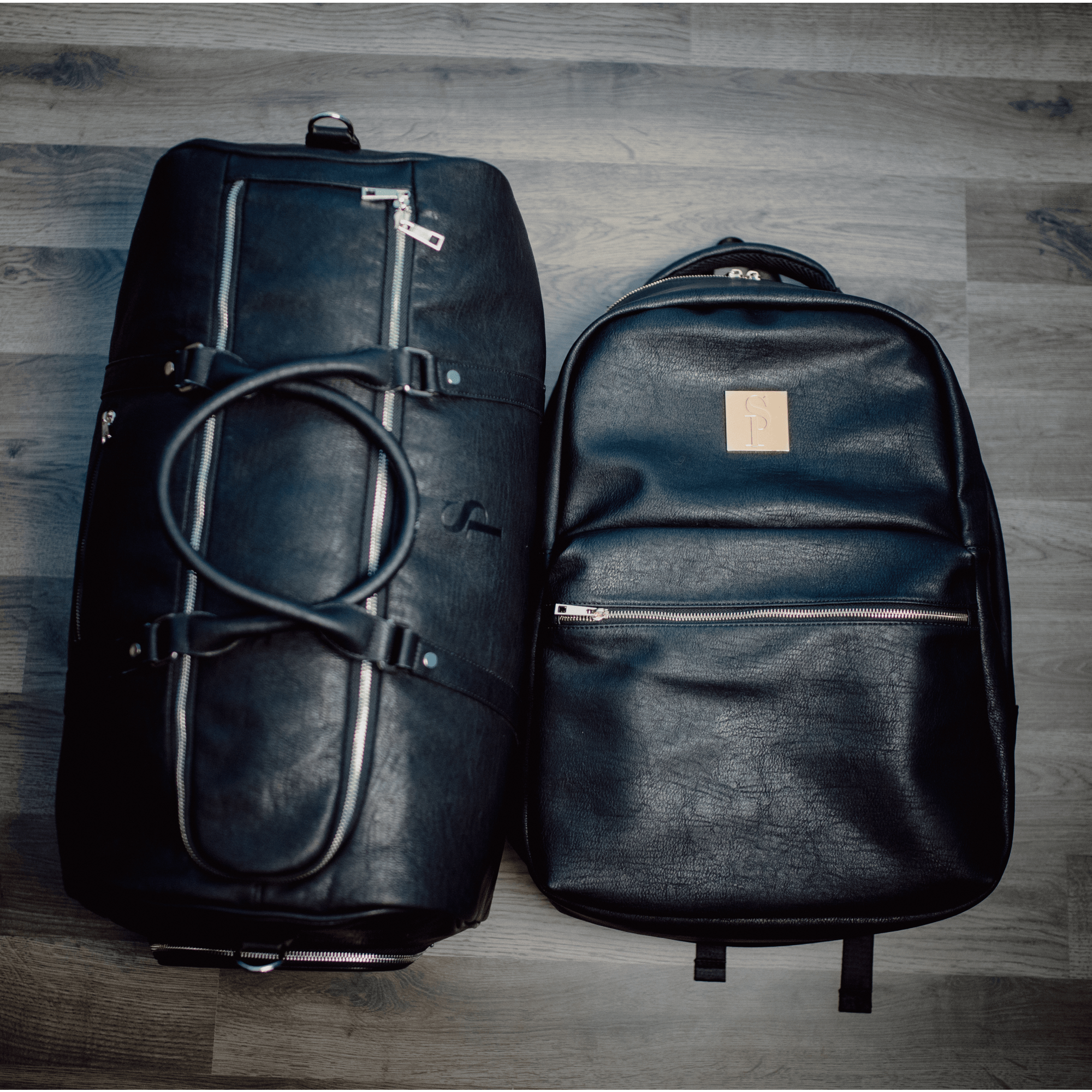 Work & Play Duo - Leather Backpack set in Racing Green & Midnight