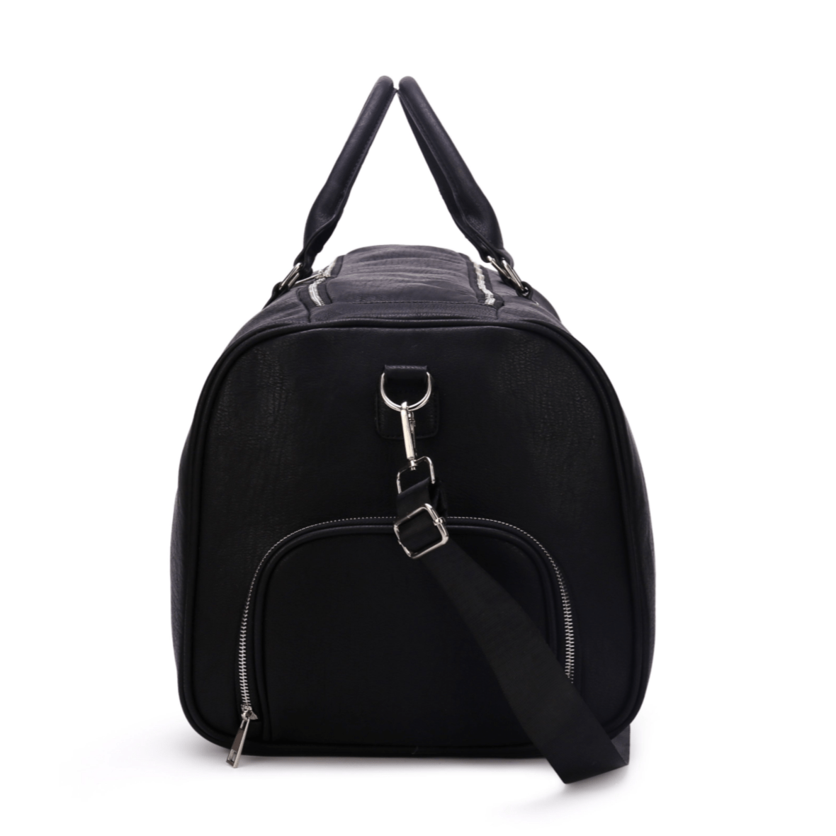Black Leather Duffle Side