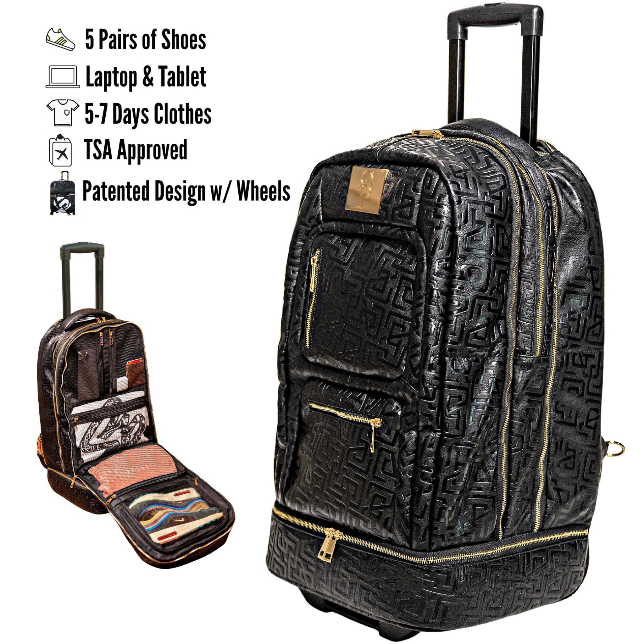 Monogram Leather Roller Bag Set (Signature Roller and Duffle)