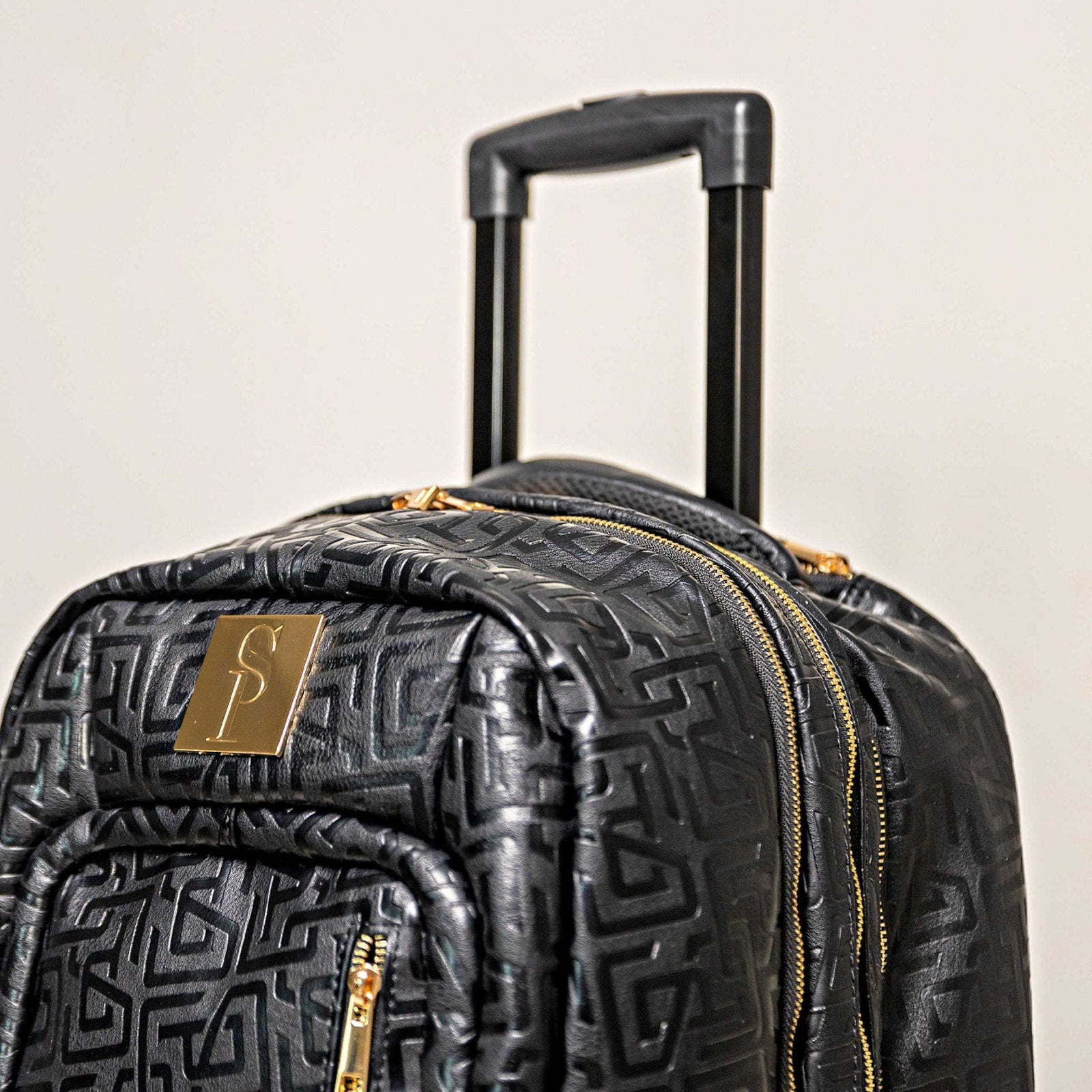 Black Monogram Leather Commuter Bag