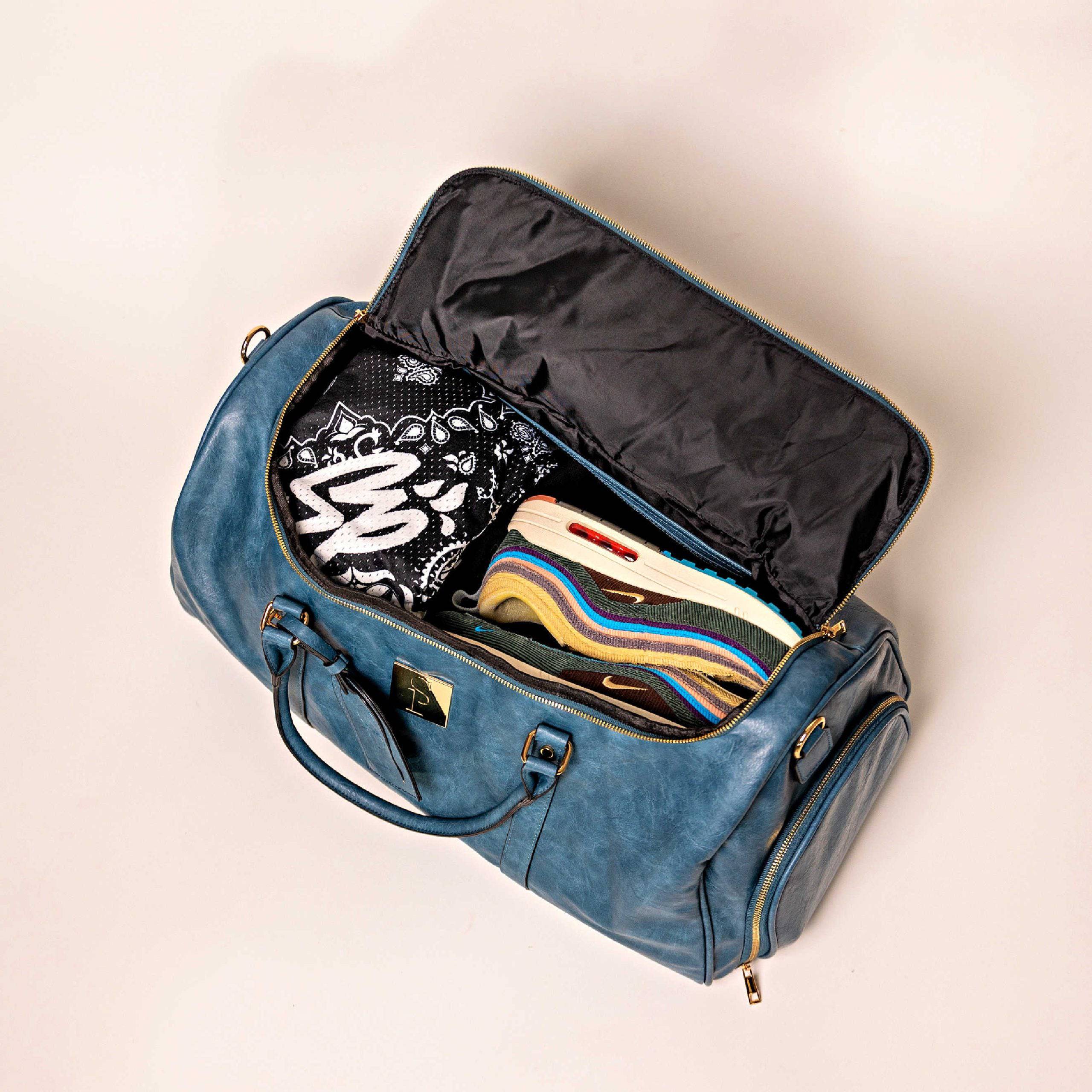 Blue Duffle Bag (New Design) Open Angle