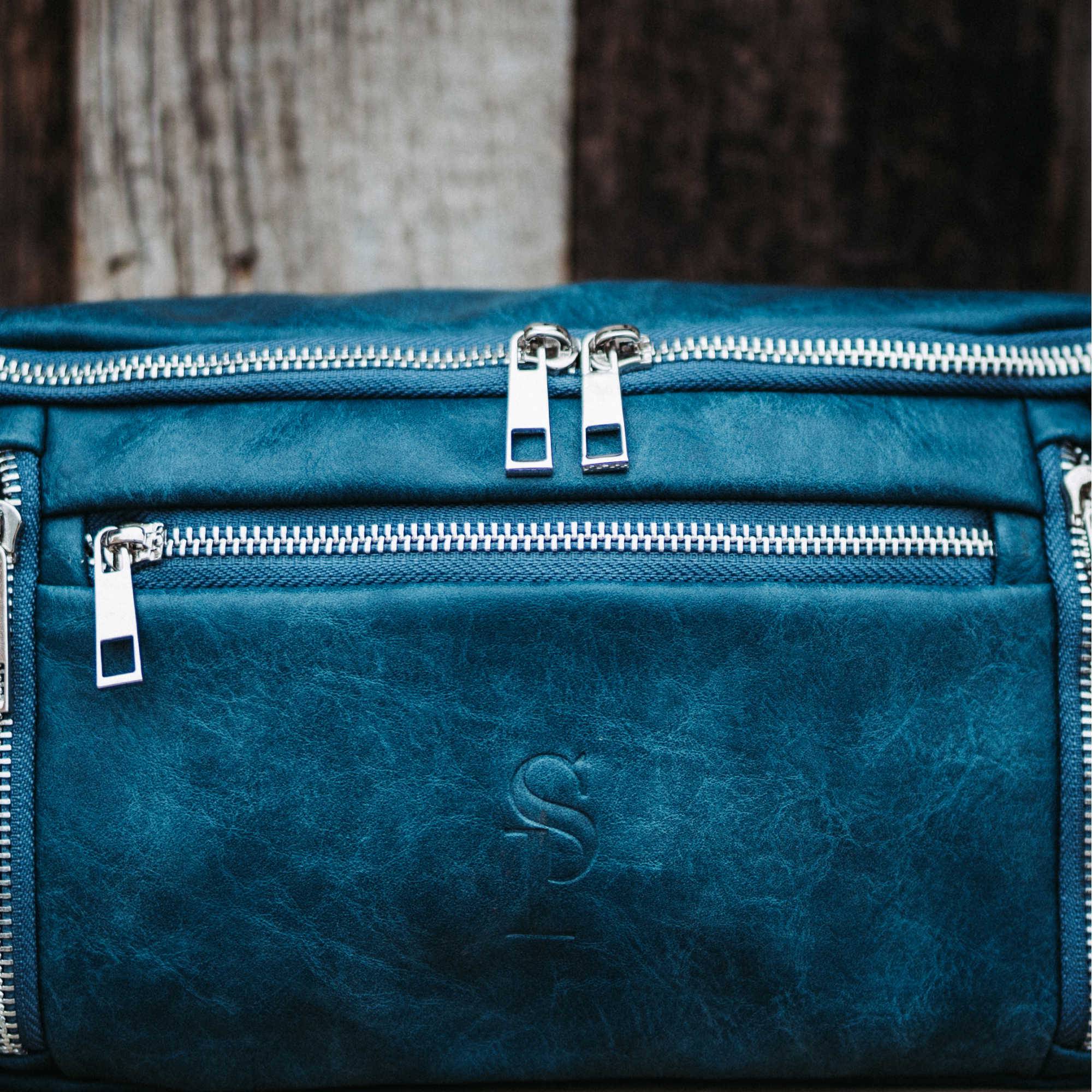 Blue Luciano Leather Cross Body/Waist Bag - Sole Premise