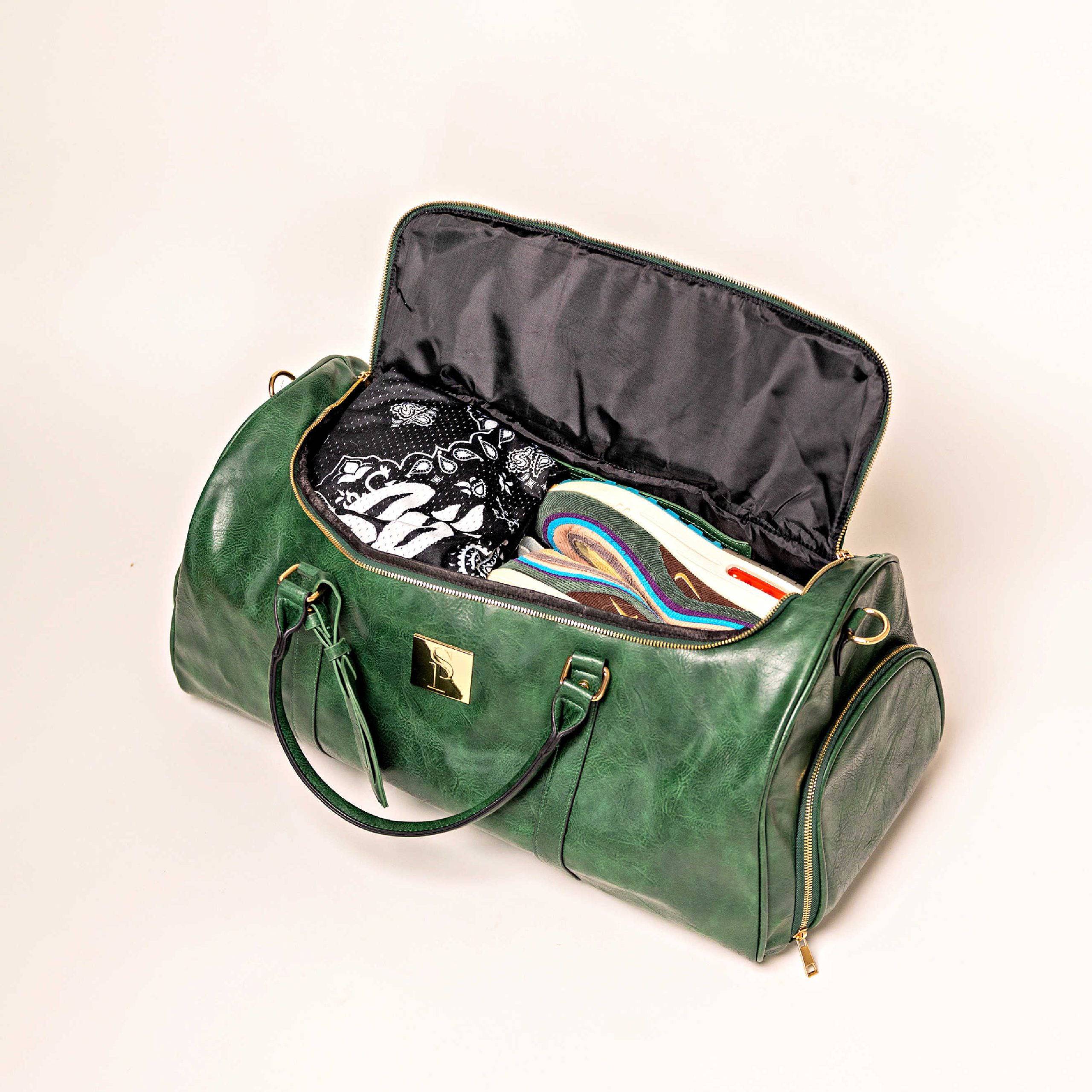 Emerald Green Duffle Bag (New Design) Open