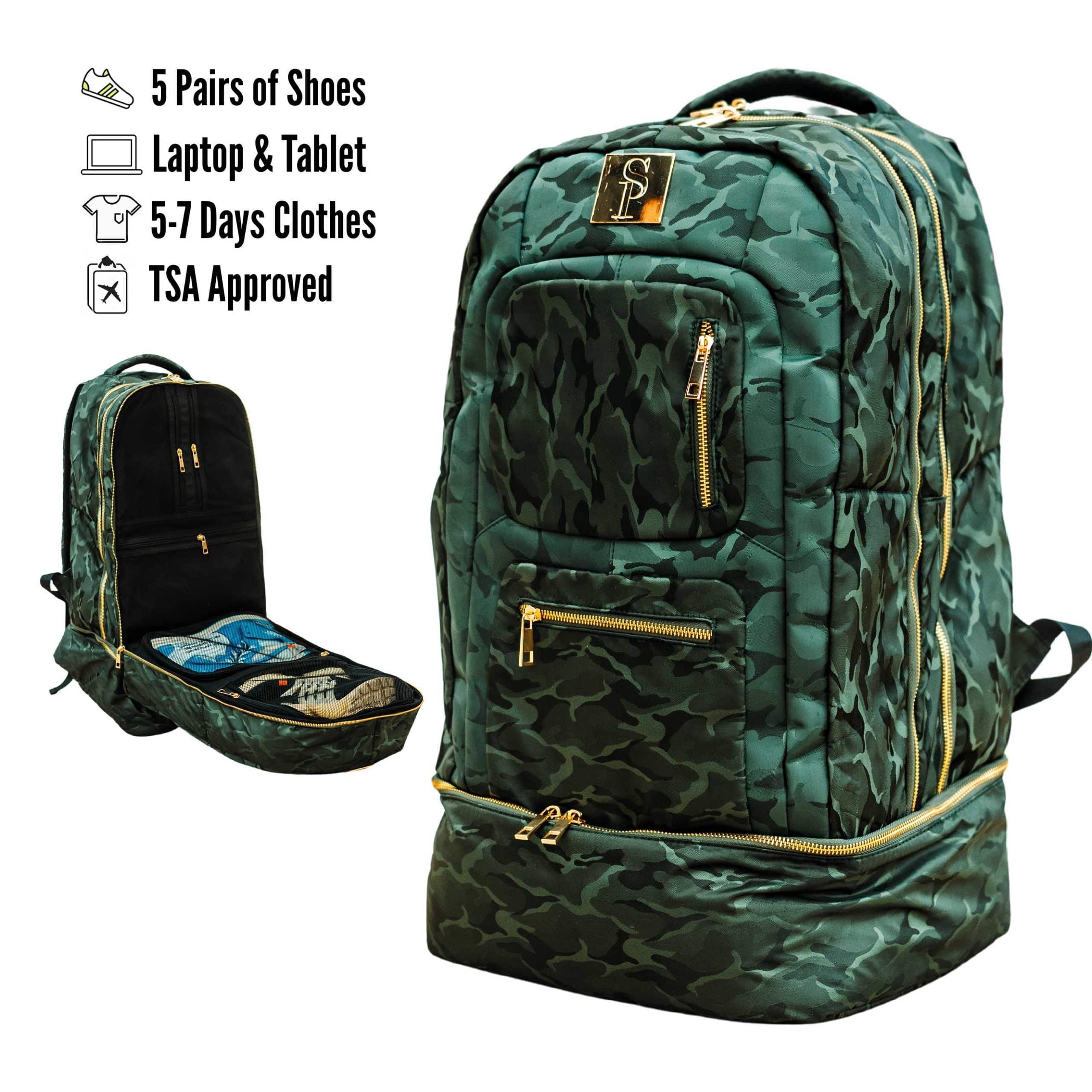 Green Camo Signature Bag Travel Sneaker Backpack