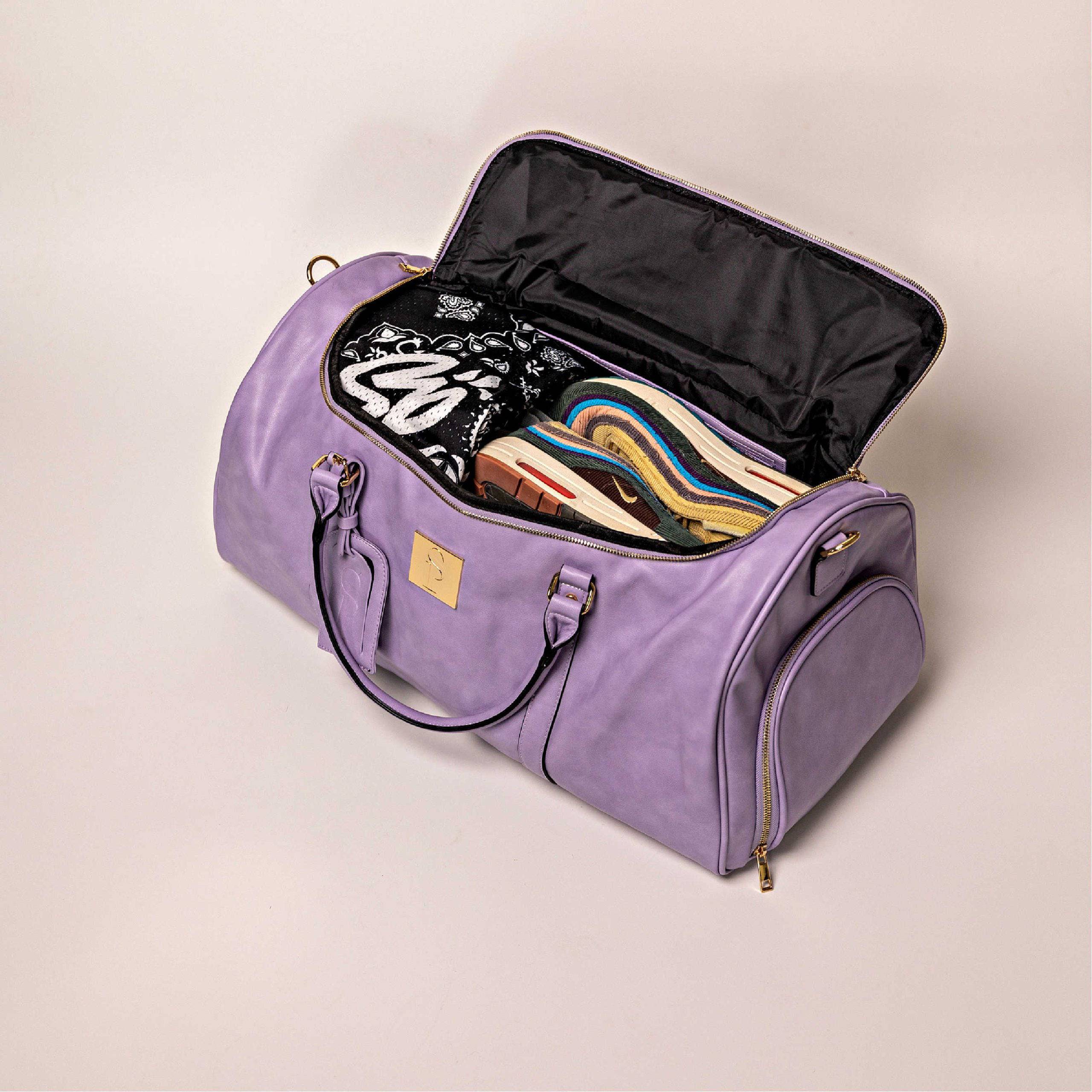 Purple Duffle Bag Open