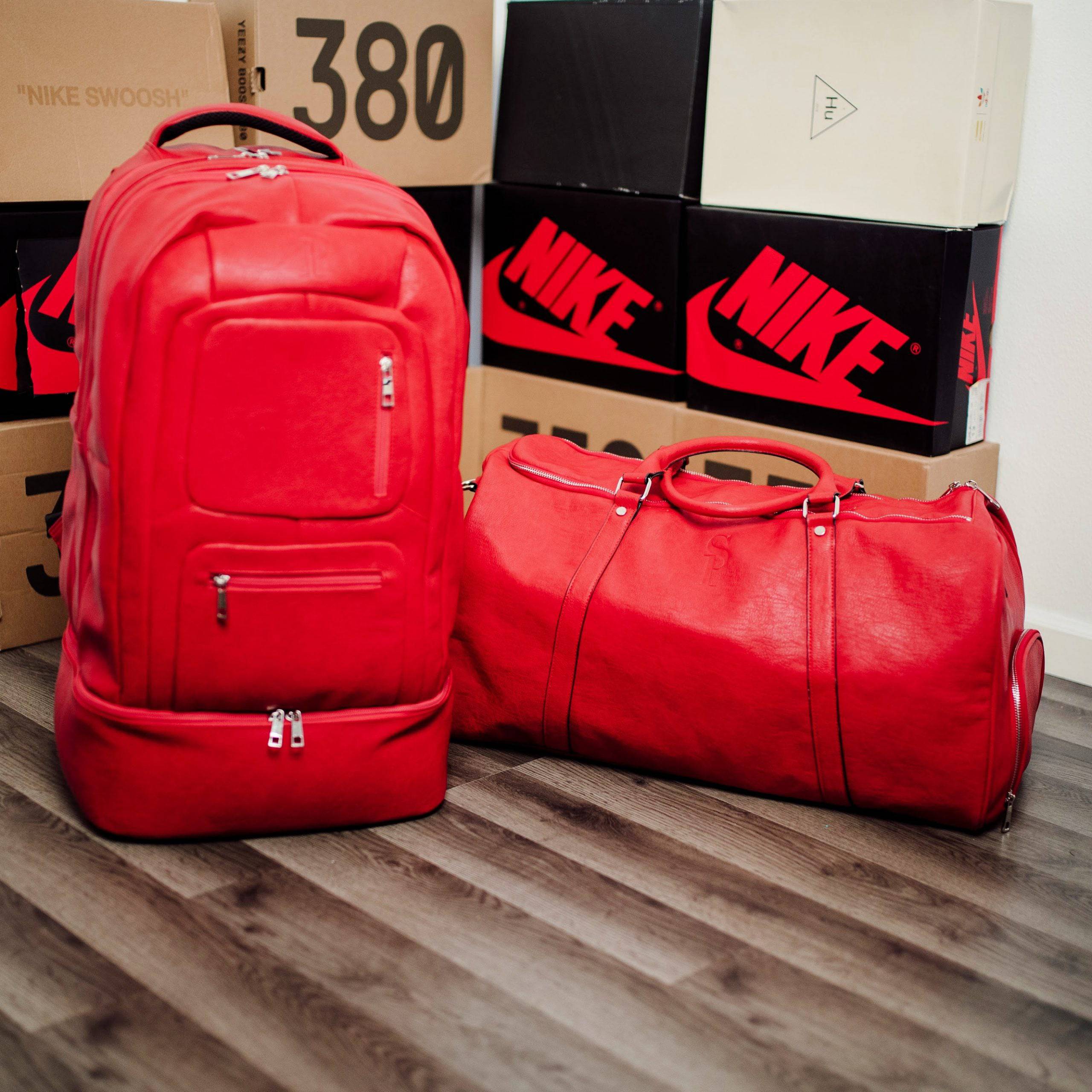 Red Leather Bag Set (1)