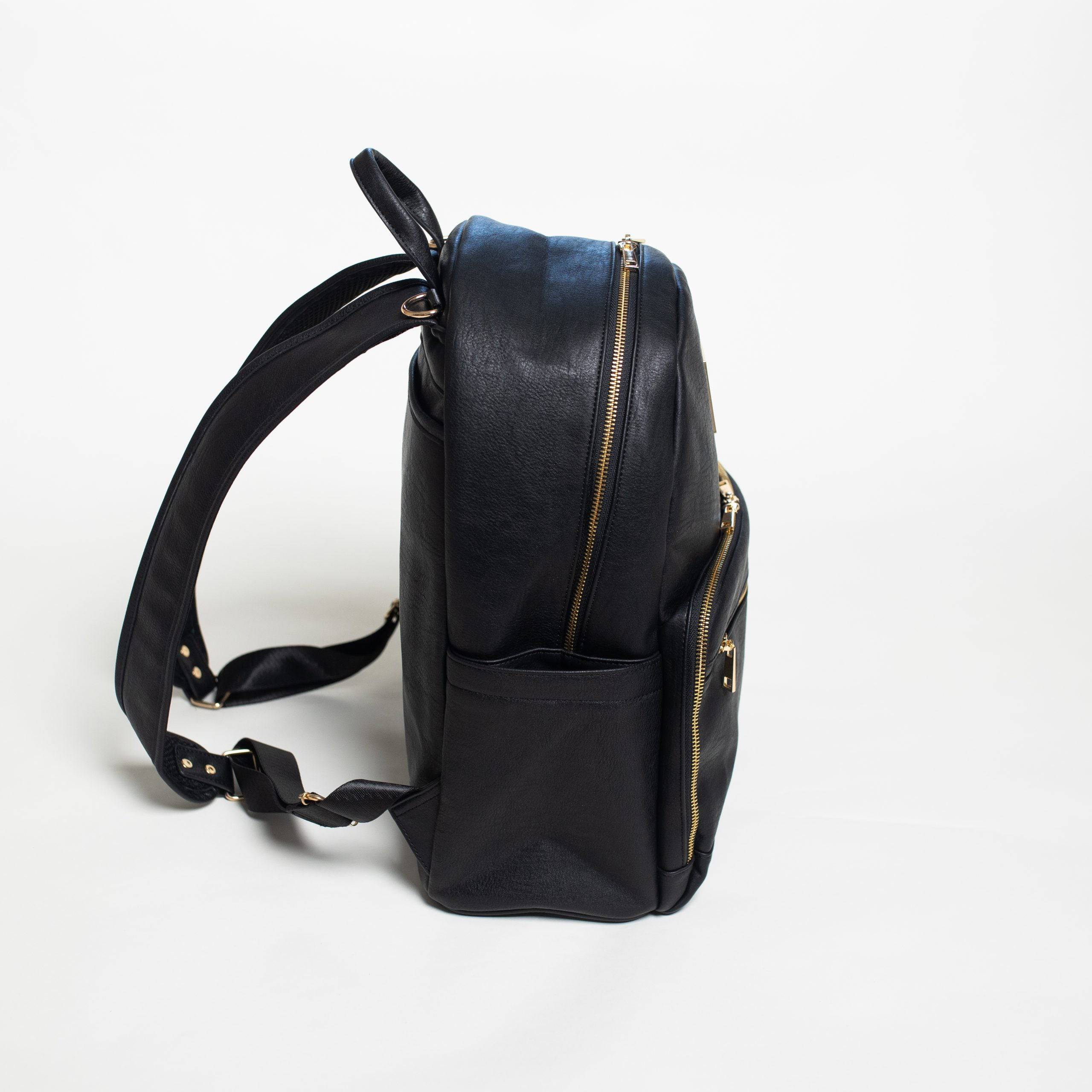 Black Carrier Leather Backpack