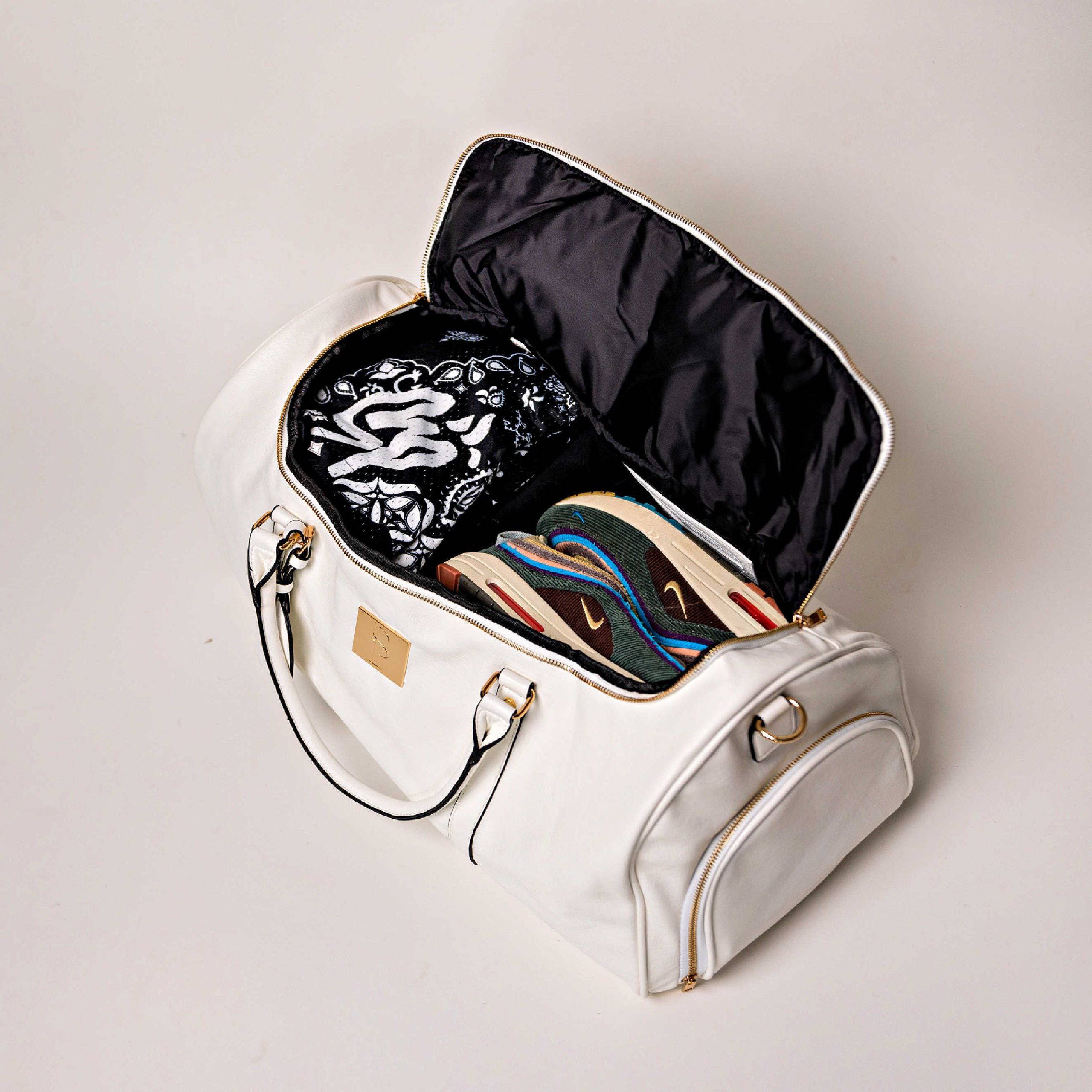 White Duffle Bag (New Design) Open